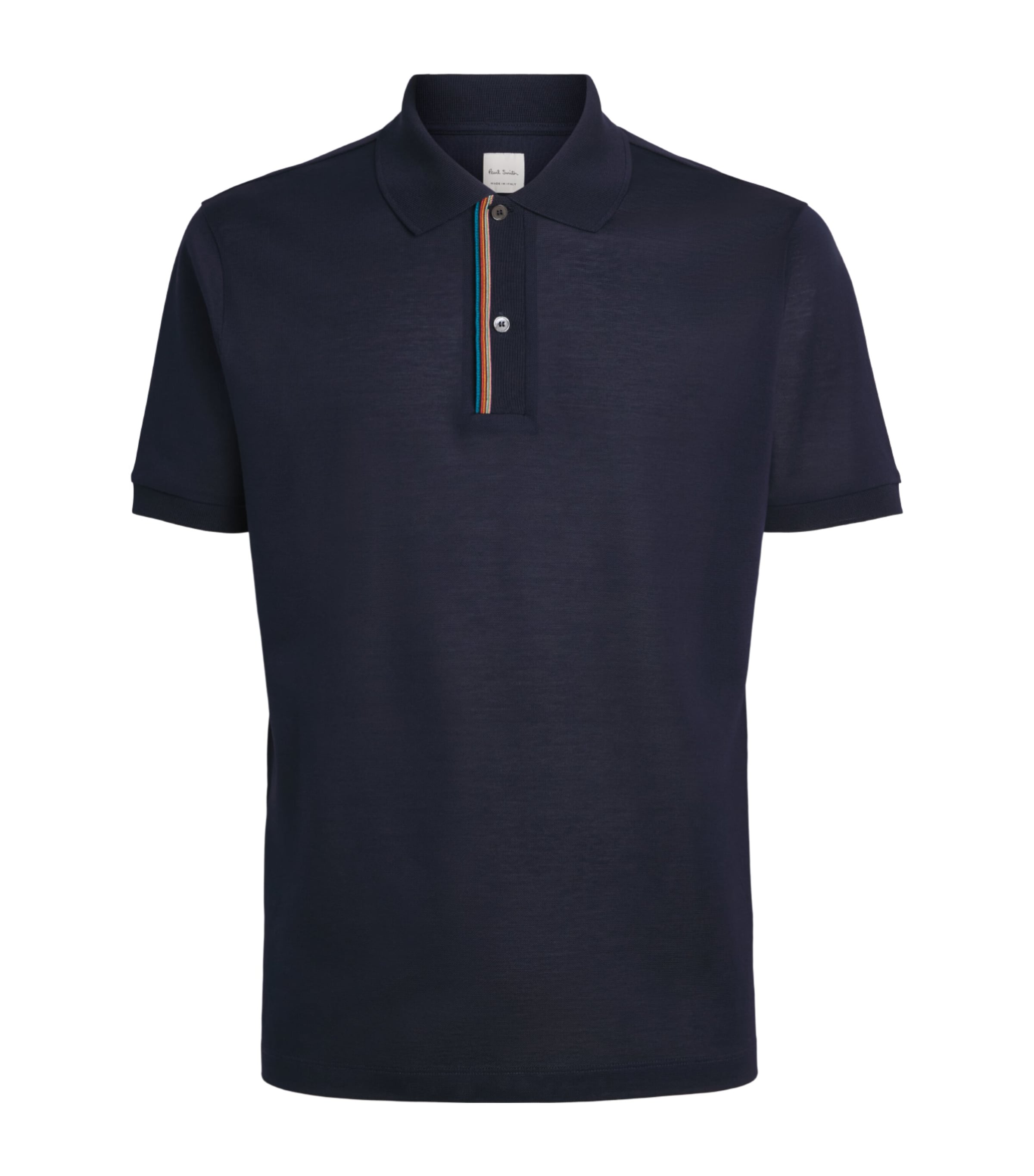 Paul Smith Mens Cotton Artist Stripe Polo Shirt Dark Navy Image 1