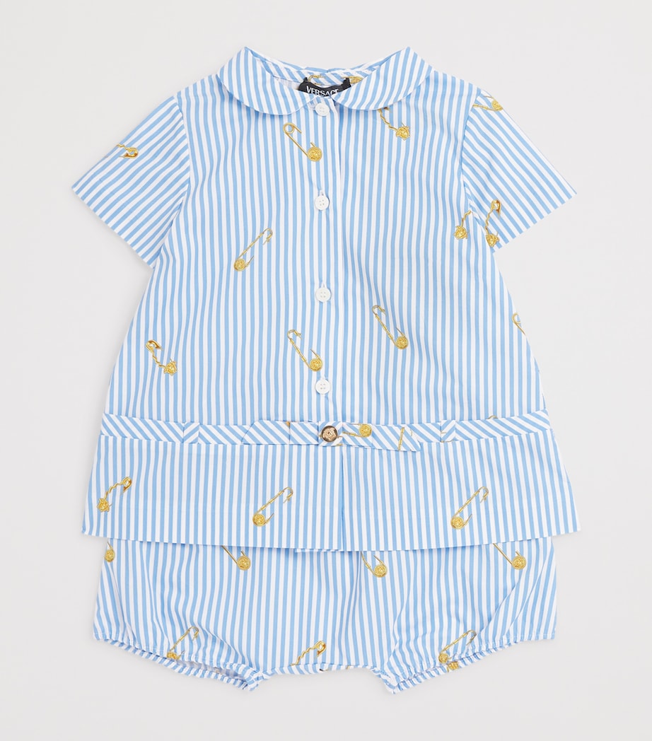 Cotton Stripe Safety Pin Dress and Bloomers Set (1-18 Months) 5UE60-BLUE+GOLD Image 3