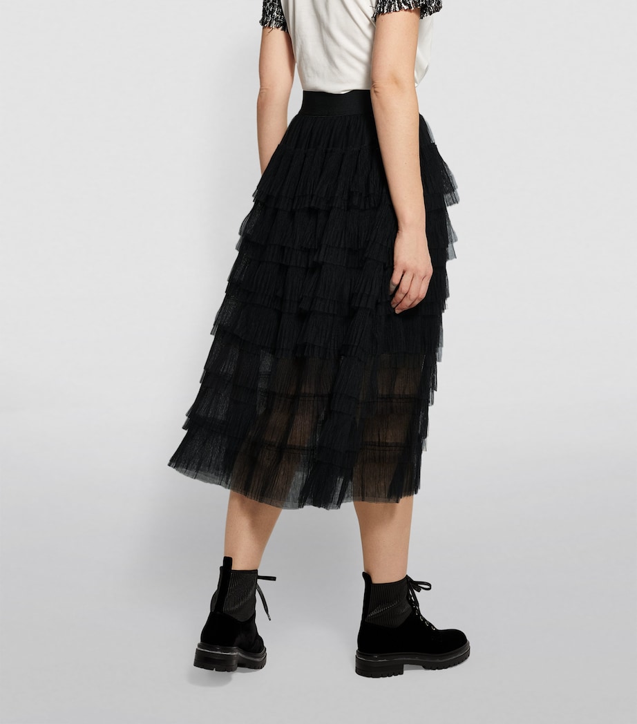 Semi-Sheer Midi Skirt BLACK Image 4
