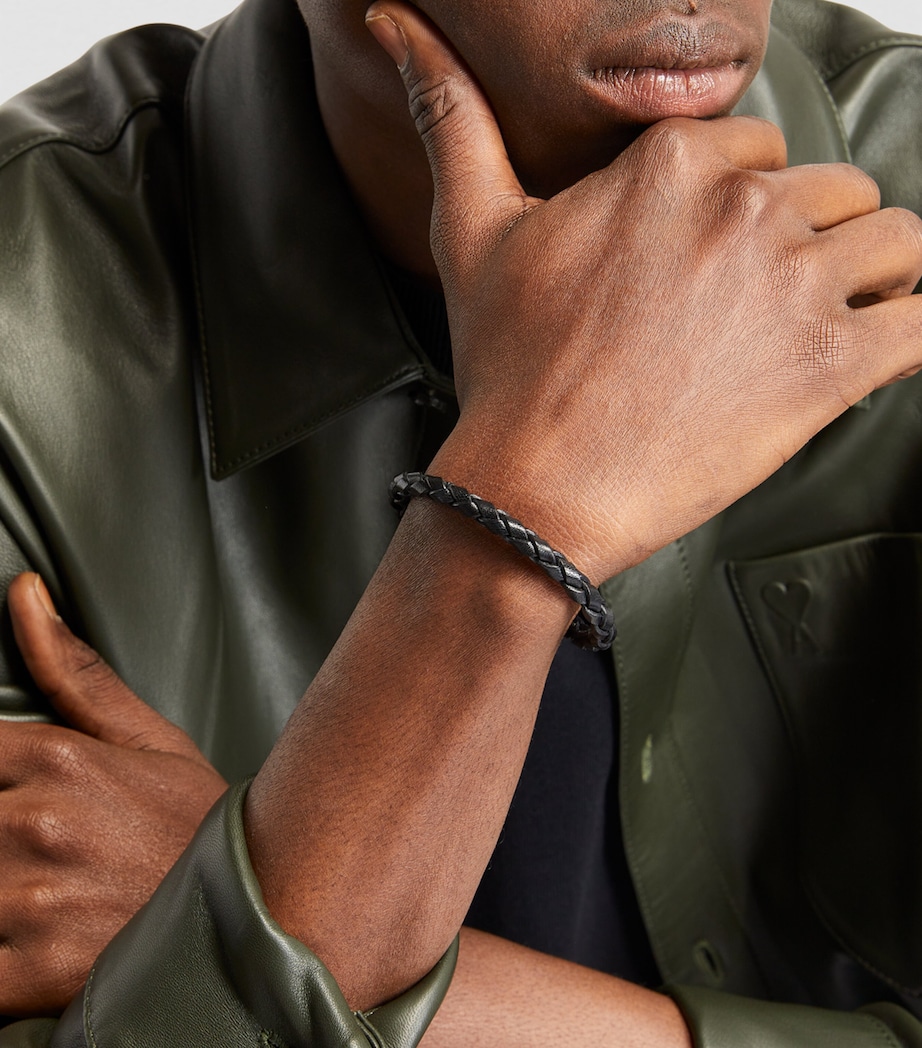 Herringbone Click Pelle Bracelet SILVER/ BLACK Image 2