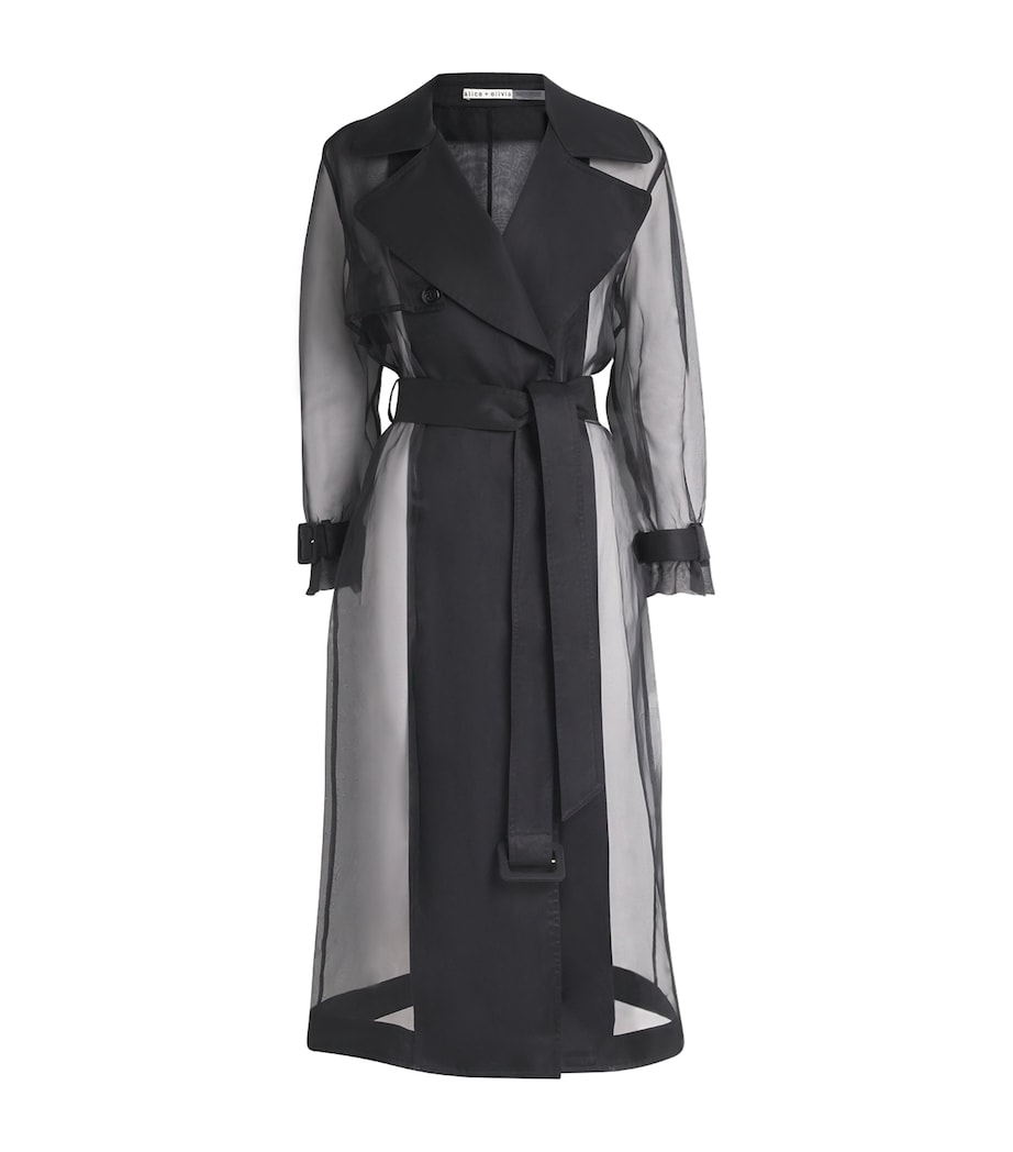 Alice+Olivia Womens Sheer Silvia Trench Coat Black Image 1