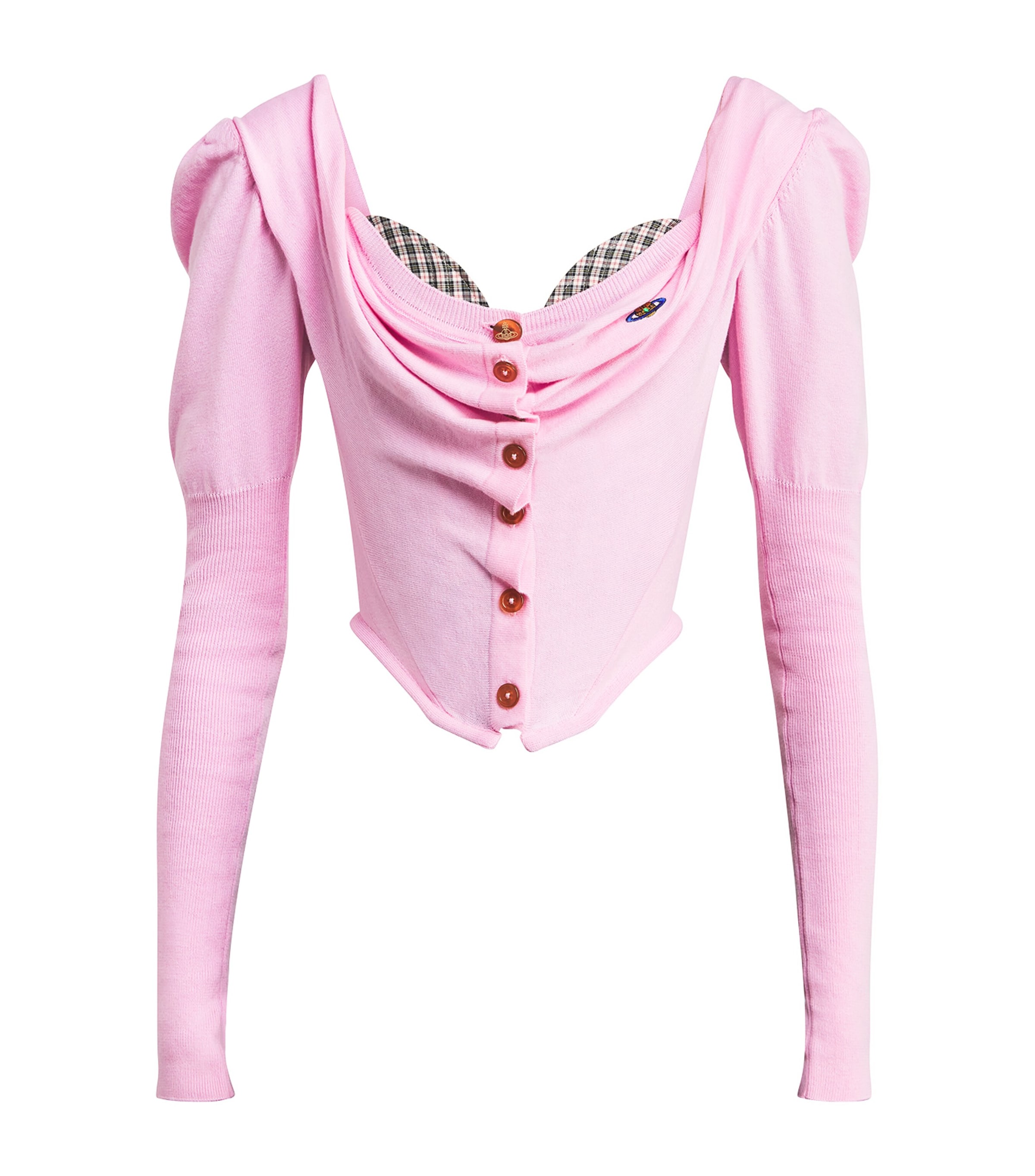 Vivienne Westwood Bea Corset Cotton And Cashmere Cardigan In Pink