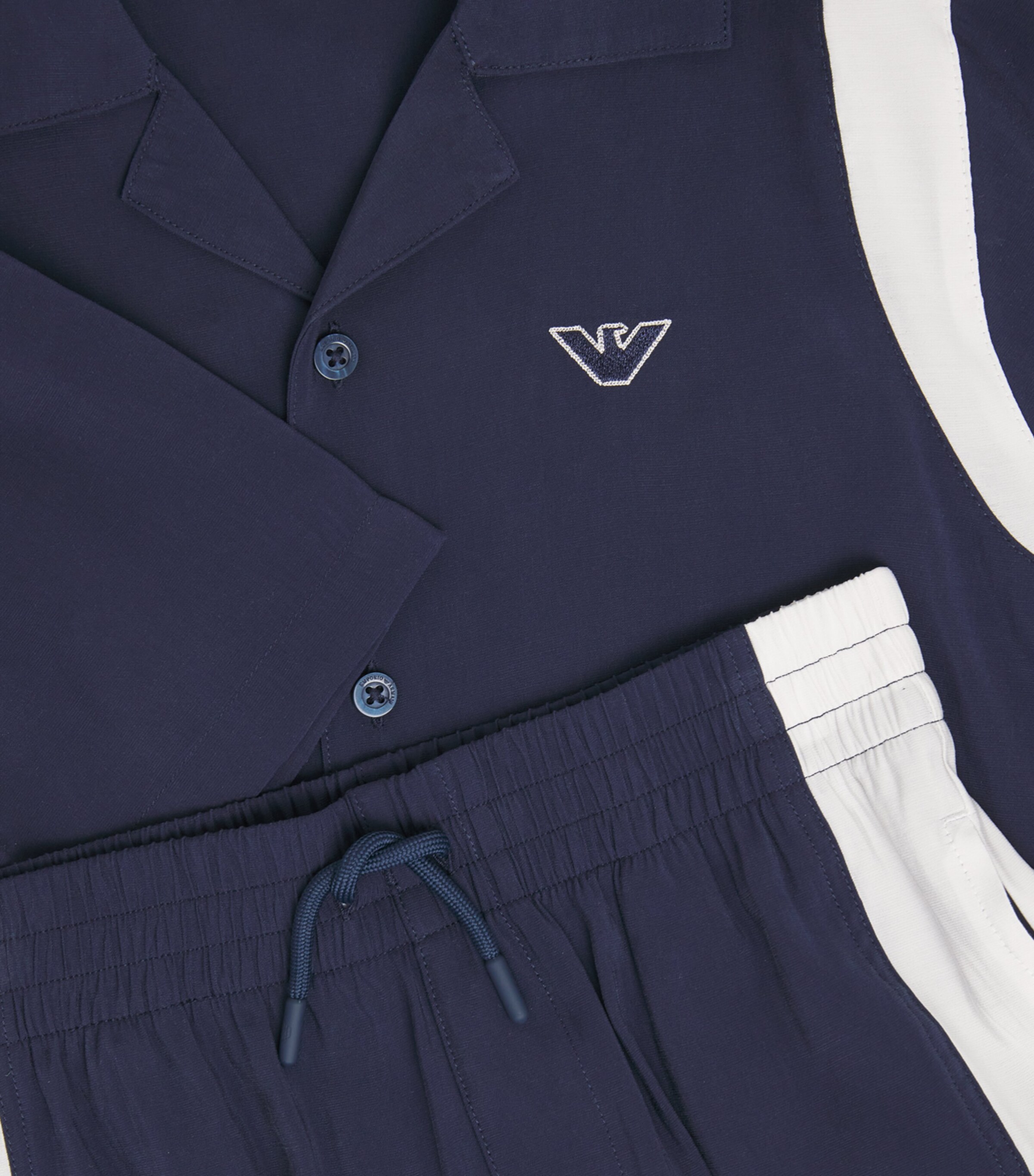 Emporio Armani Kids Two-Tone Shirt and Shorts Set (4-16 Years) Dress Blues Image 4
