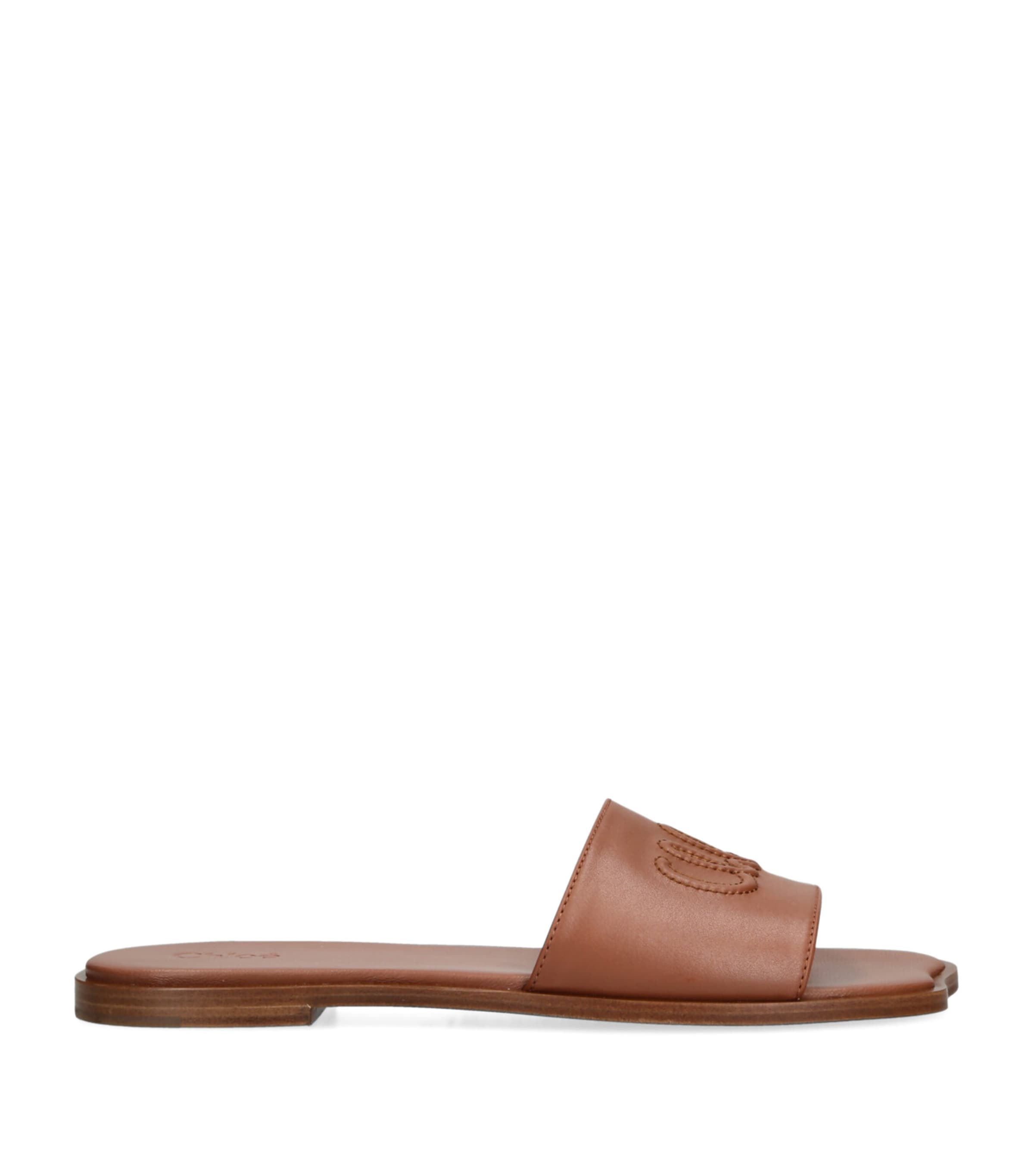Chloé Leather Soleil Flat Sandals In Brown