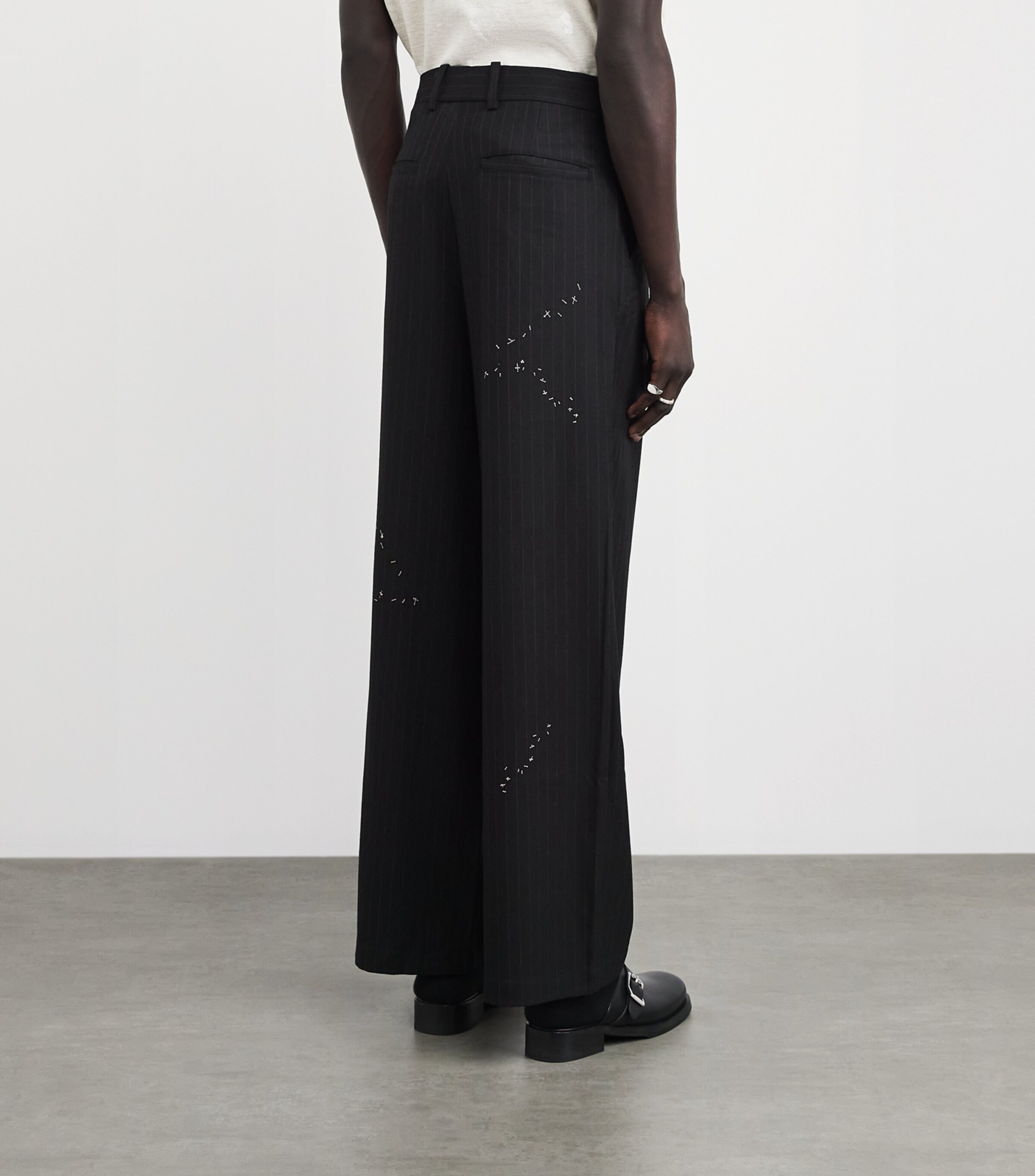 DOMREBEL Mens Pinstripe Backstage Trousers Black Image 5
