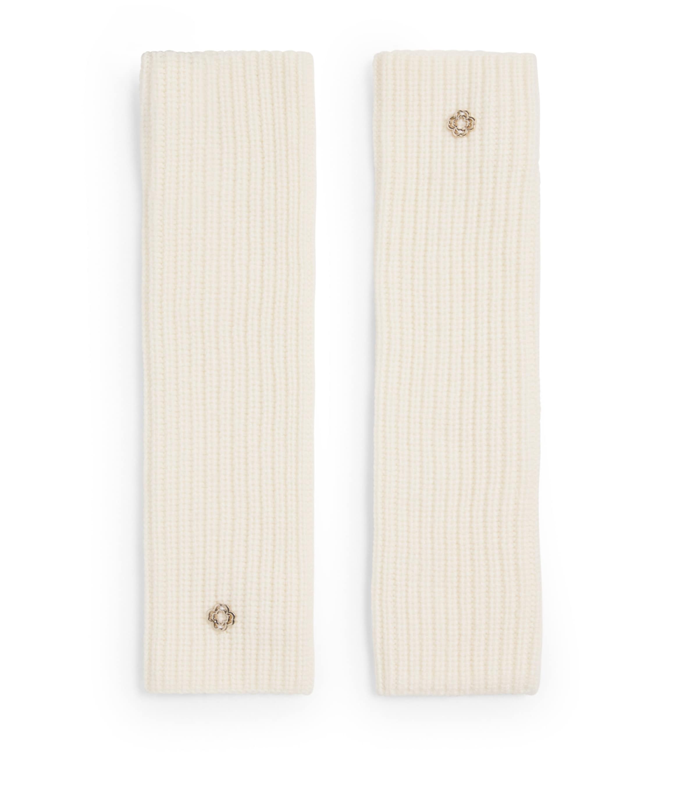 Shop Maje Wool-cashmere Ribbed Mittens In White