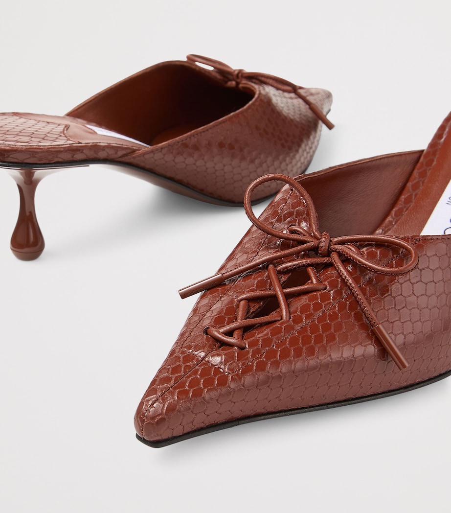 Scarlett 50 Leather Snake-Print Mules COGNAC Image 3