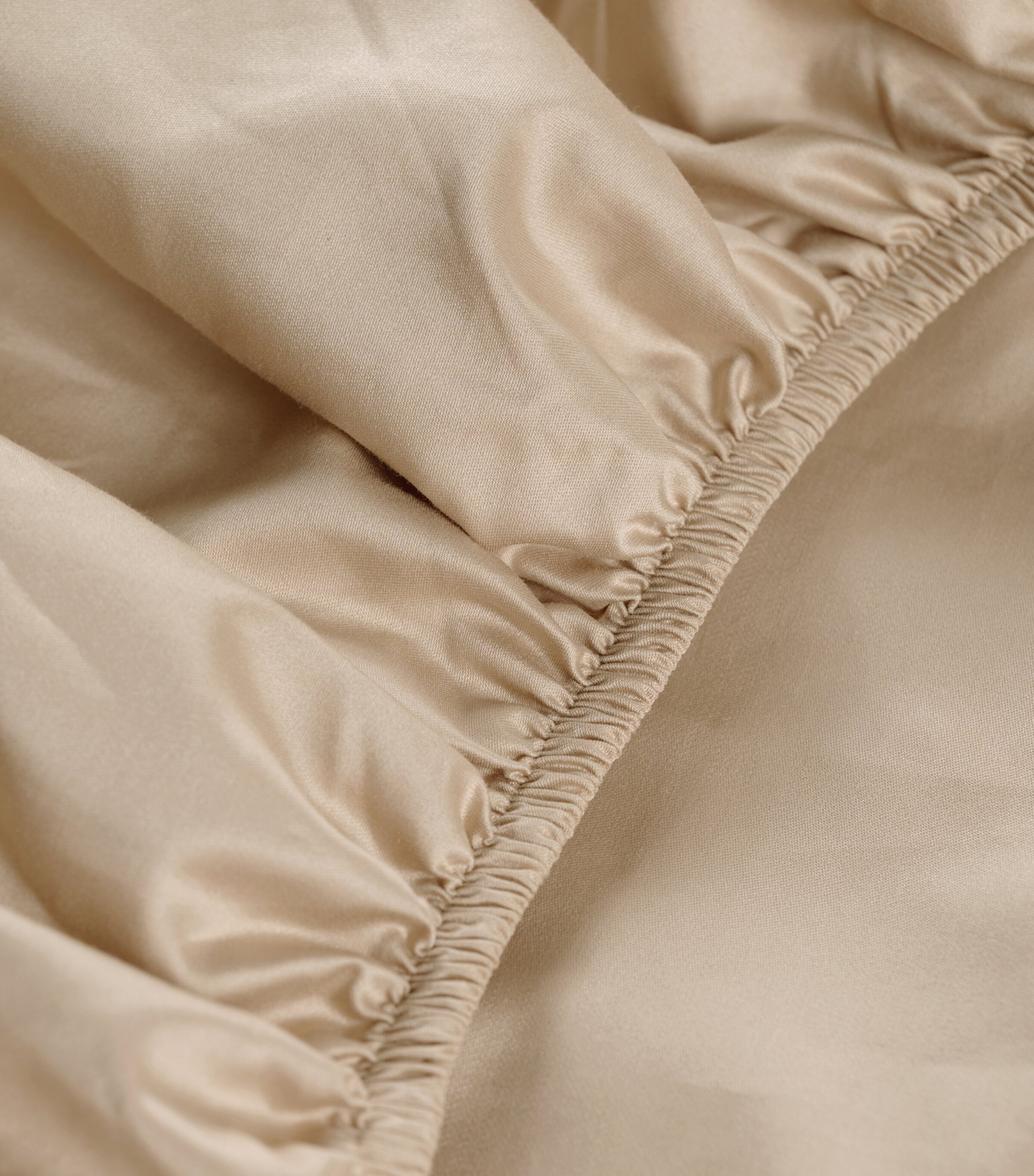 Hamam Organic Cotton Sateen Core Super King Fitted Sheet (180cm x 200cm) Flax Image 3