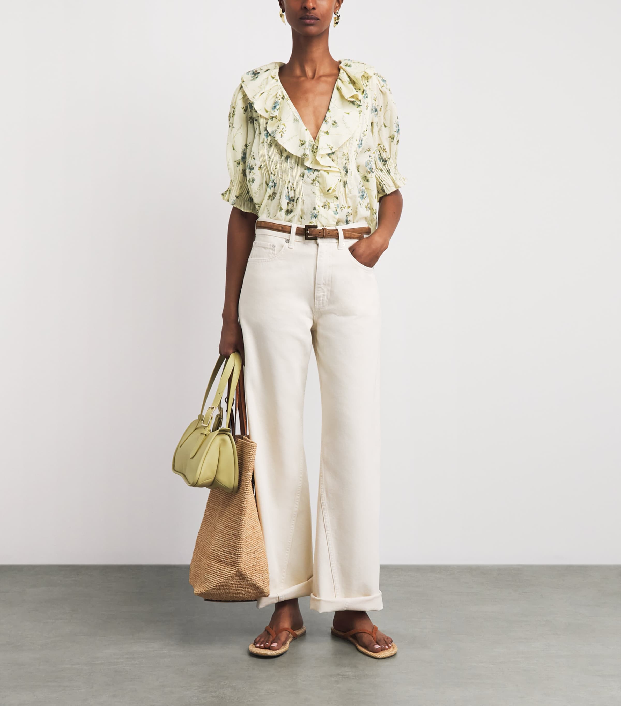 DÔEN Womens Organic Cotton Henri Blouse Sunshine Prairie Rse Image 2