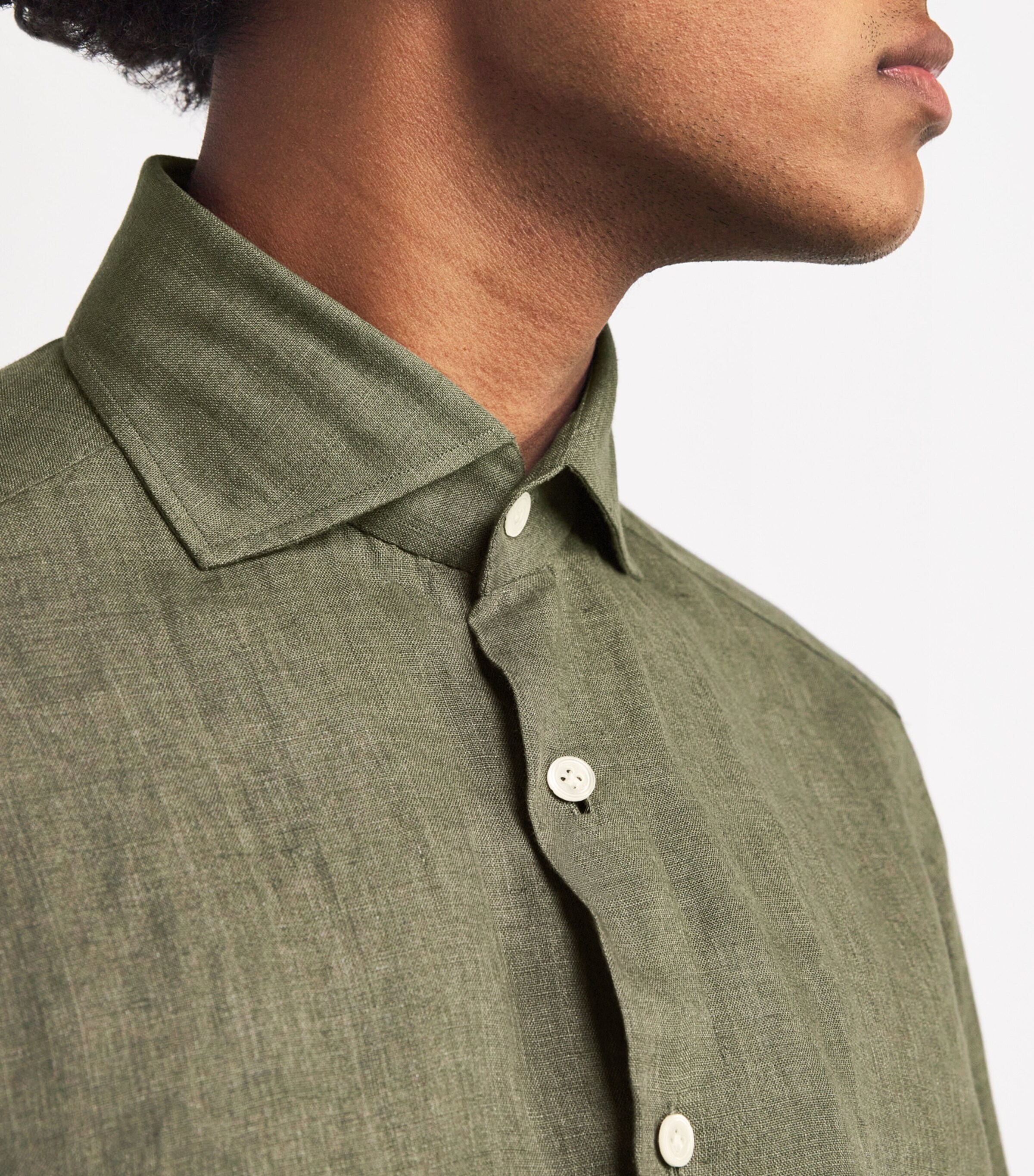 100HANDS Mens Linen Shirt Green Image 6