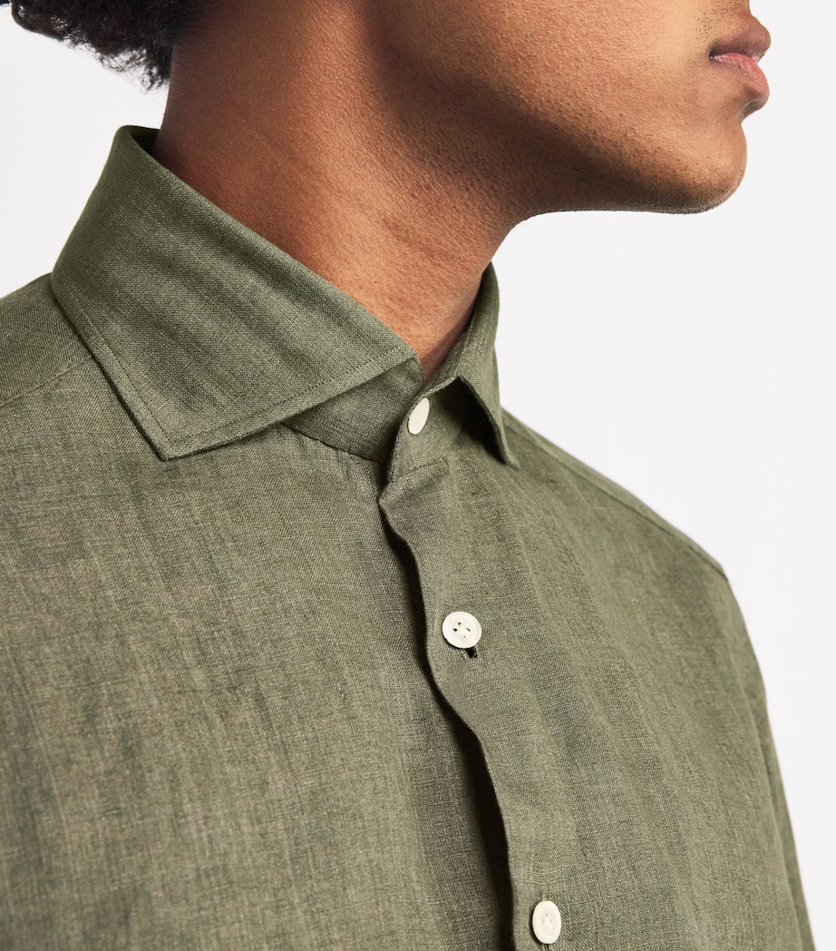 100HANDS Mens Linen Shirt Green Image 6