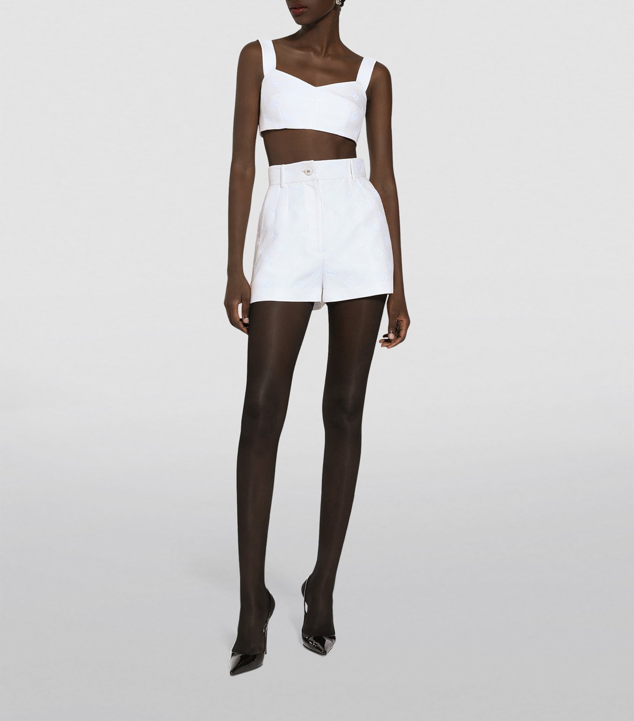 Dolce&Gabbana Womens Logo Crop Top Natural White Image 2