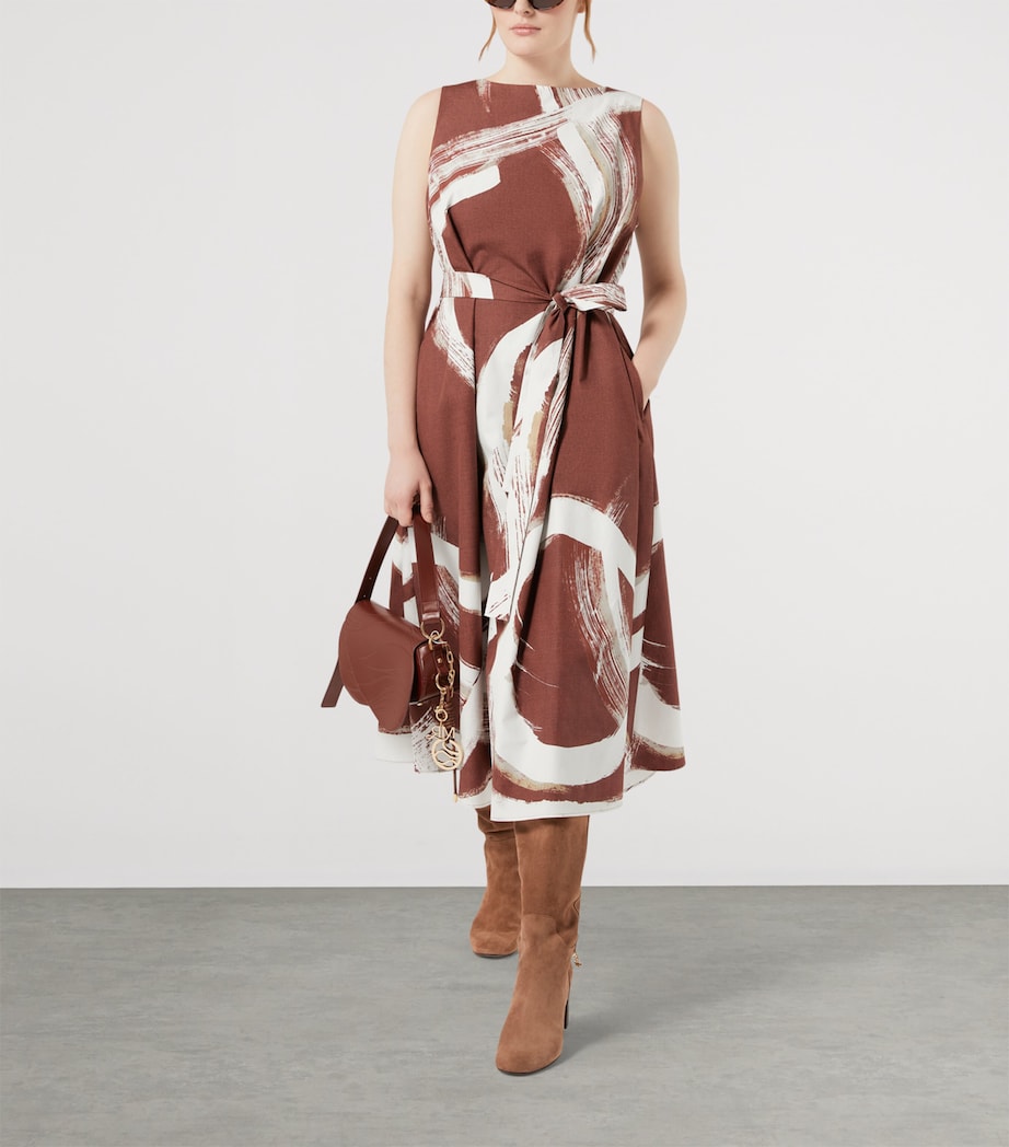 Marina Rinaldi Womens Cotton Watercolour Midi Dress Brick Red Image 2