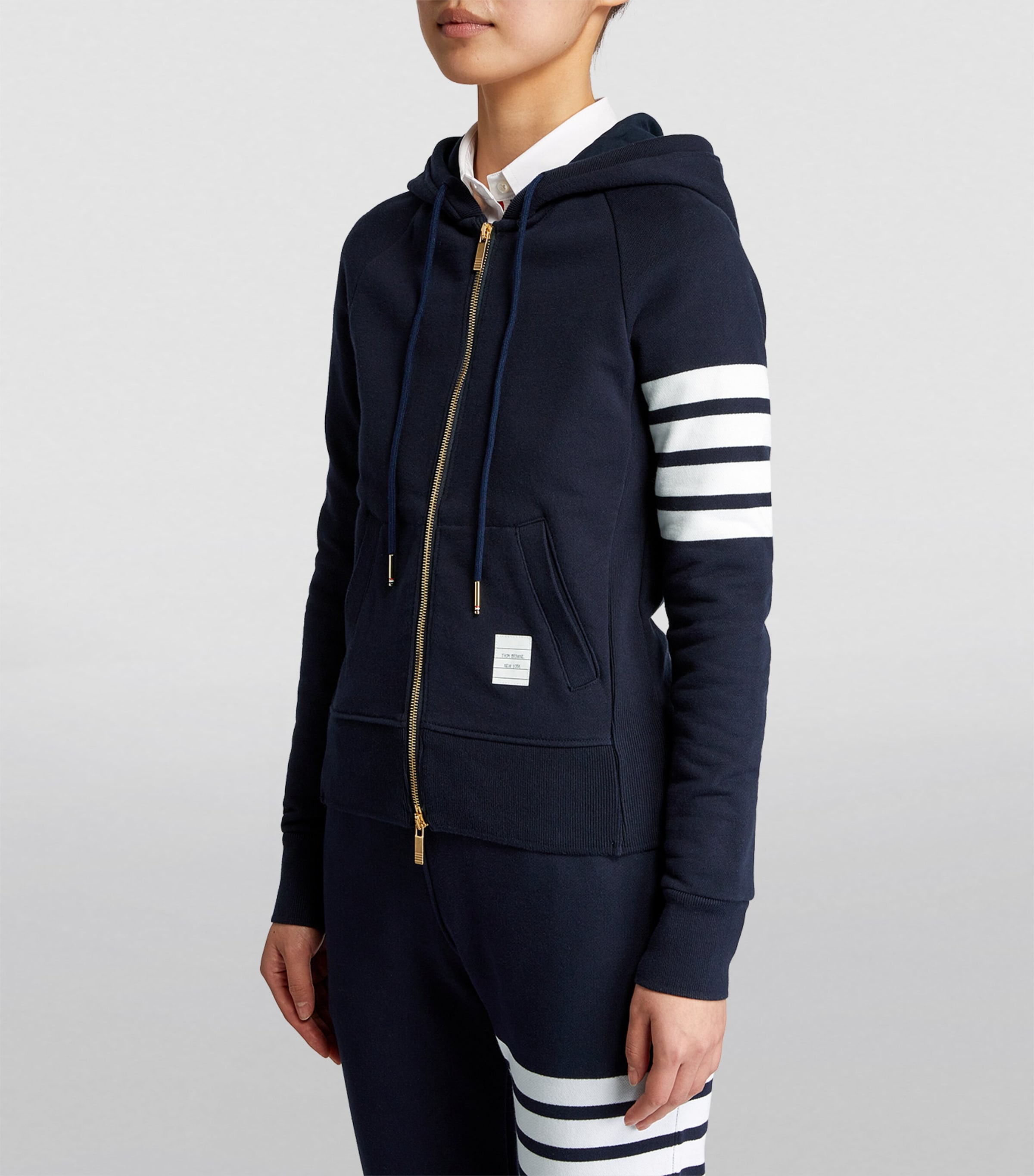 4-Bar Zip-Up Hoodie NAVY Image 3