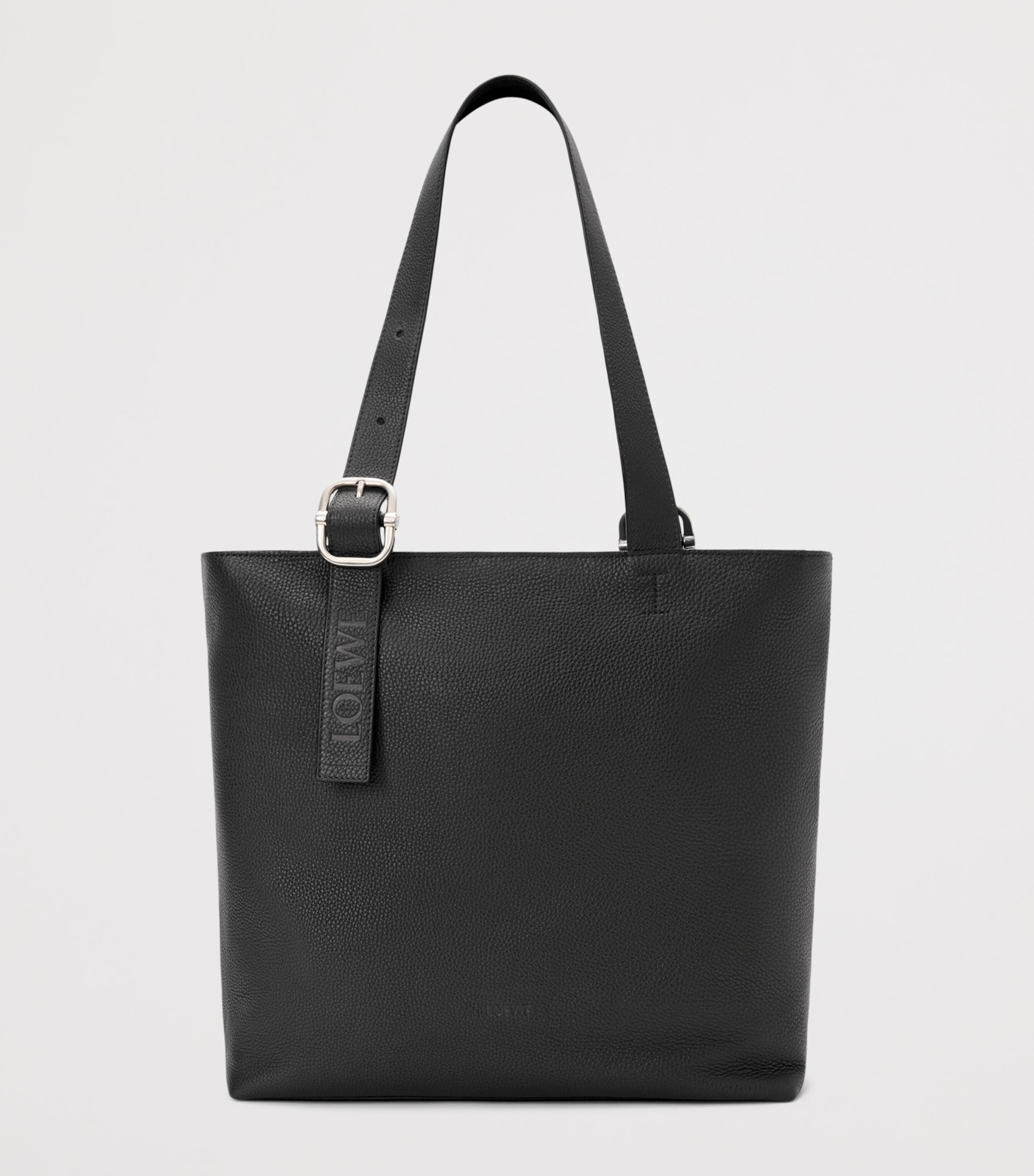 Grained Calfskin Loop Tote Bag BLACK Image 4