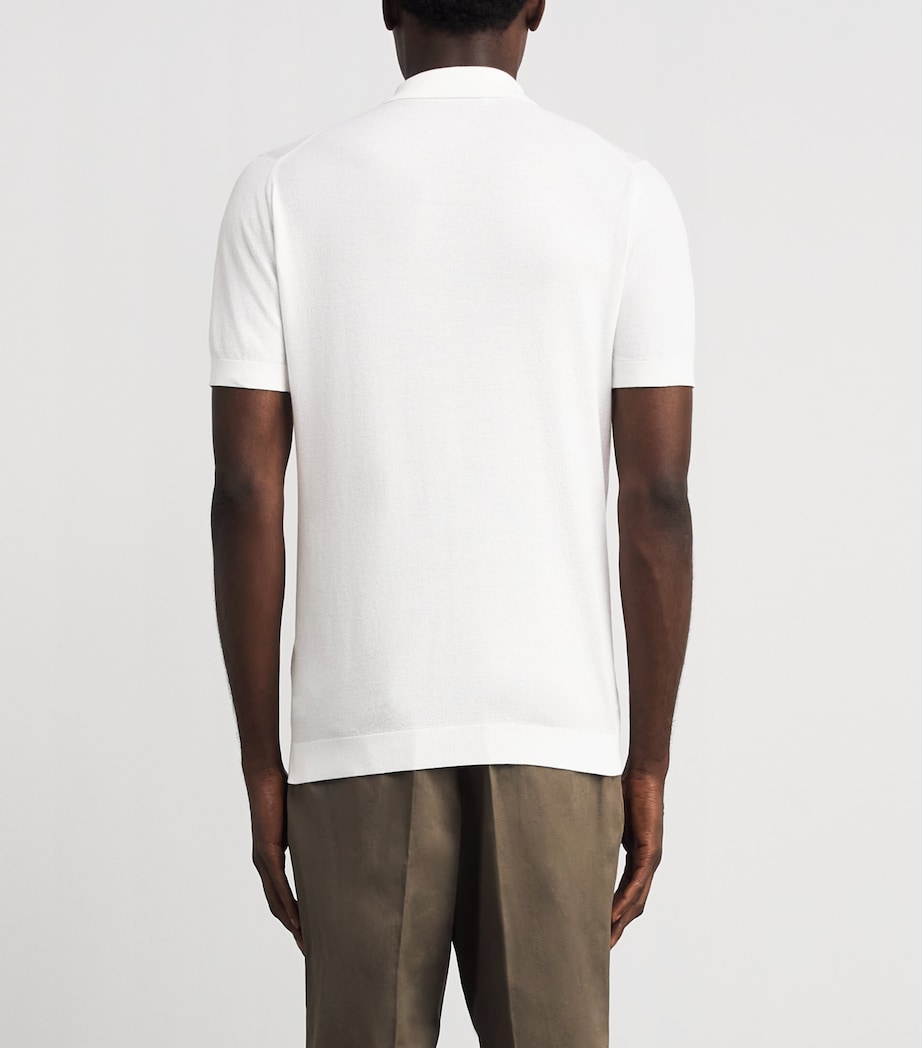 Sea Island Cotton Piqué Roth Polo Shirt WHITE Image 4