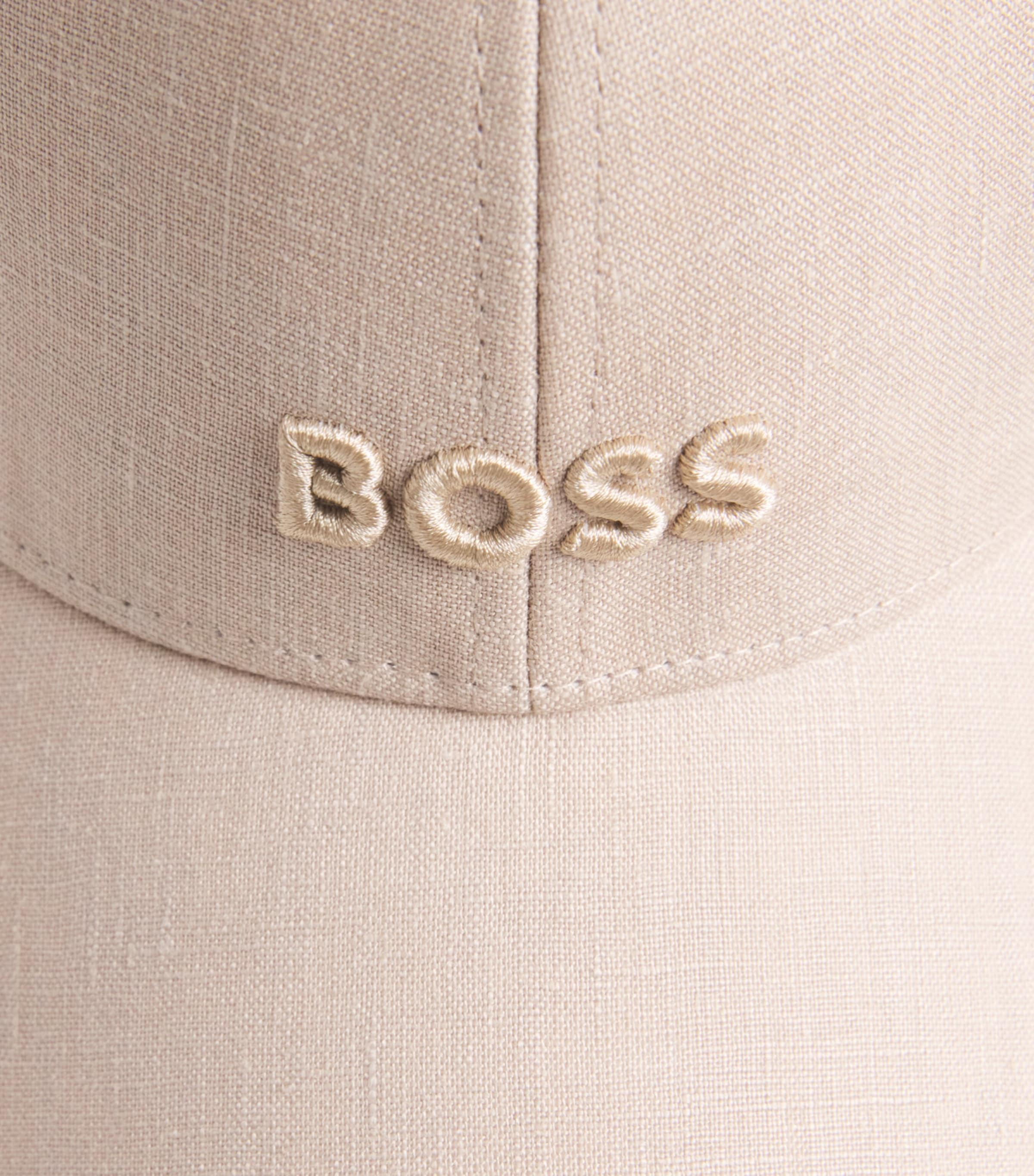 BOSS Linen Logo Baseball Cap Open Beige Image 4