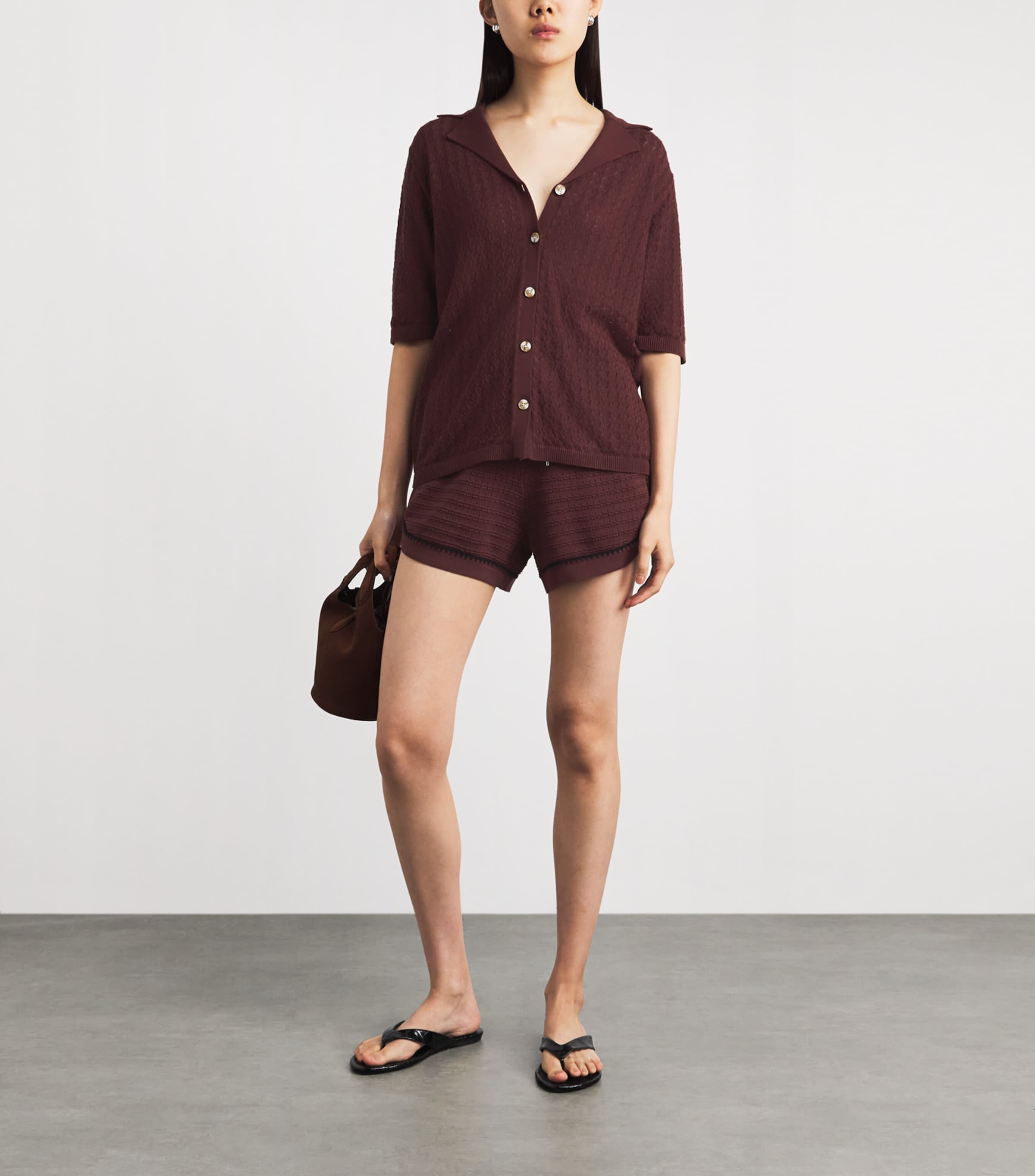 Varley Womens Cotton Knit Madelene Shirt Ironwood Image 2