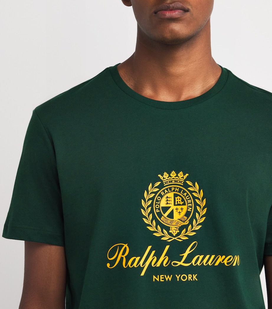 Cotton Crest Print T-Shirt GREEN Image 6
