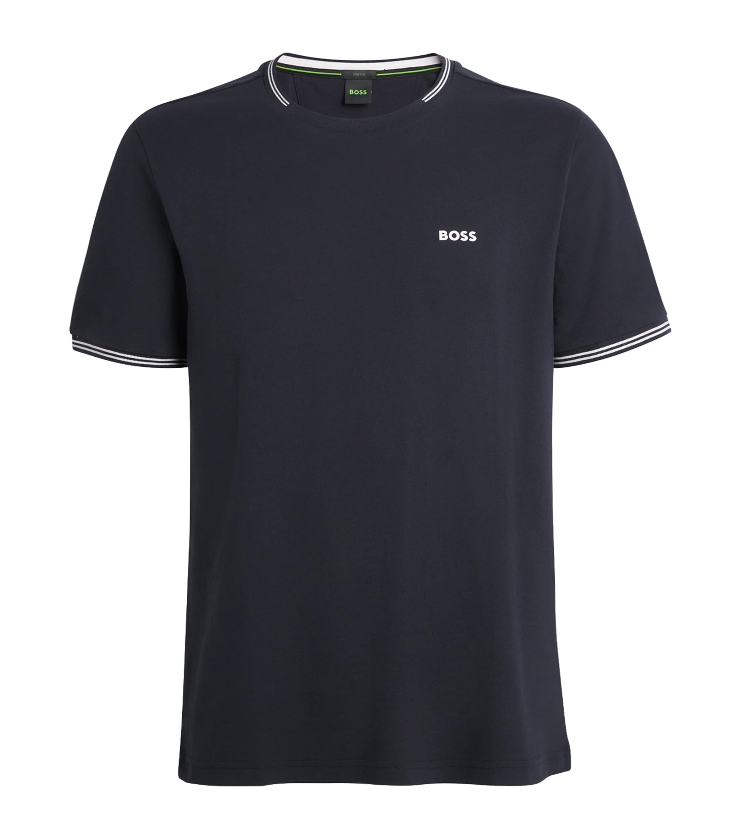 BOSS Mens Stretch-Cotton Logo T-Shirt Dark Image 1
