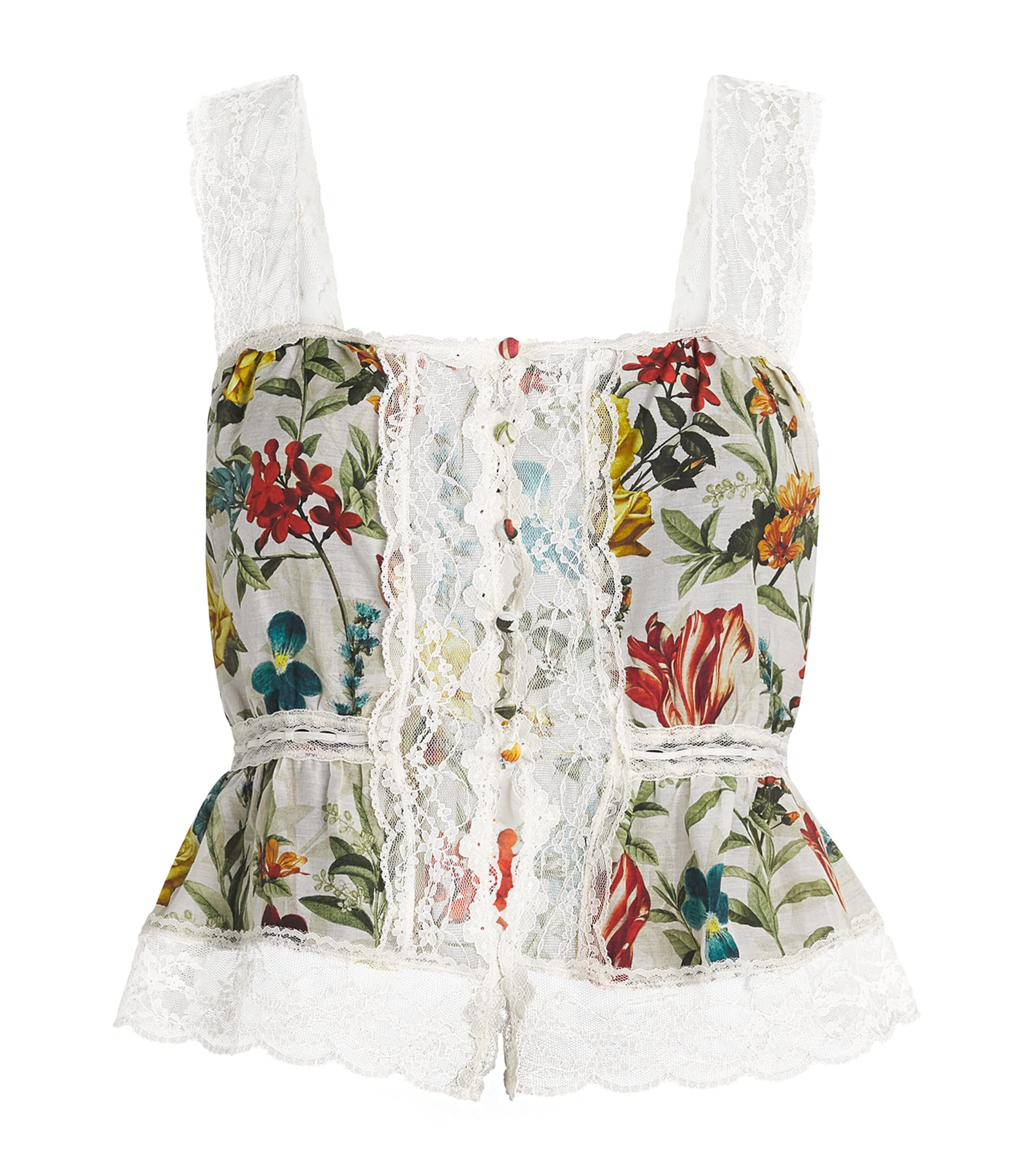 Alice+Olivia Womens Cotton-Silk Annabeth Top Dsrt Sprgs Vnla Image 1