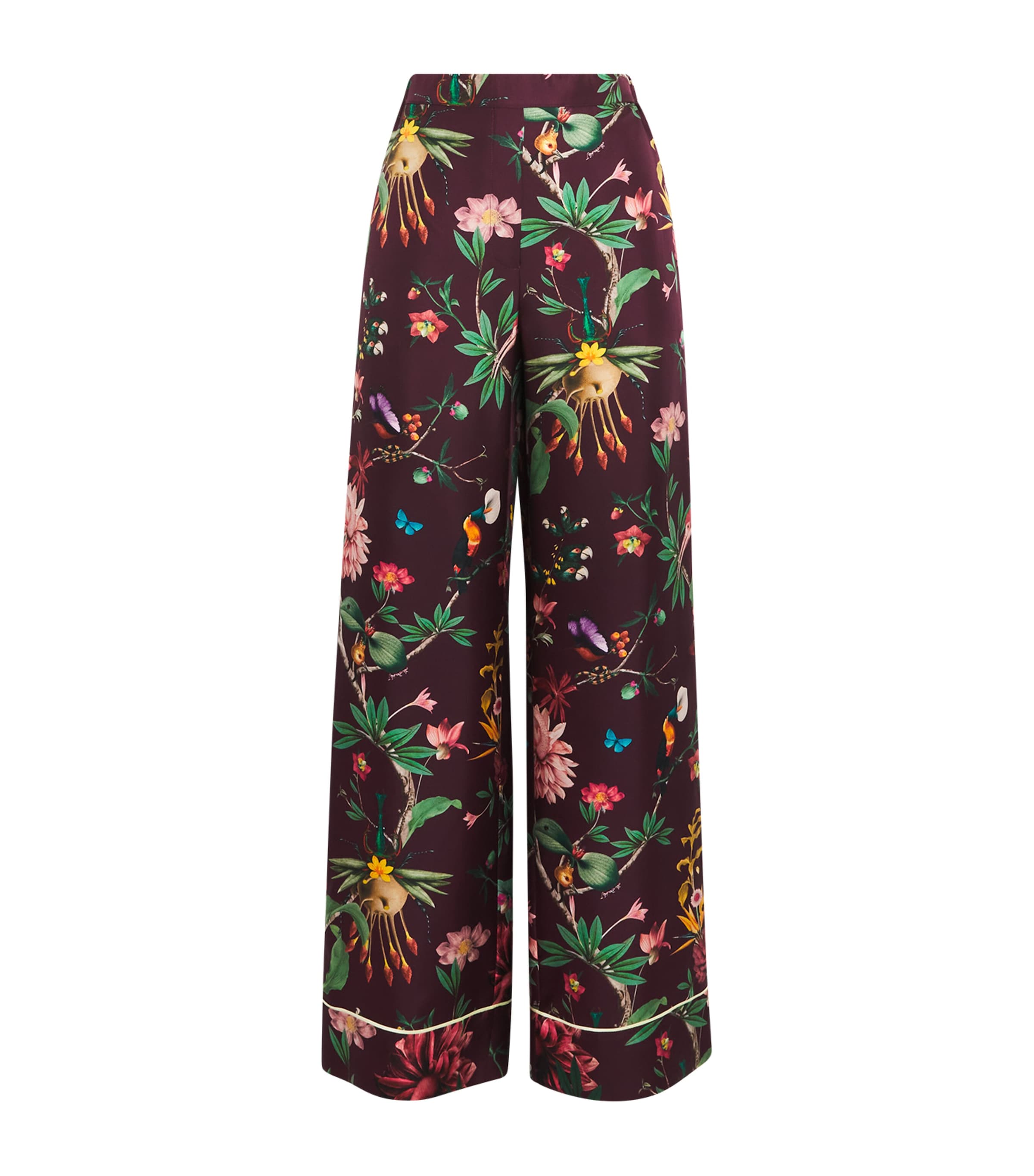 La Doublej Silk Printed Pajama Wide-leg Trousers In Multi