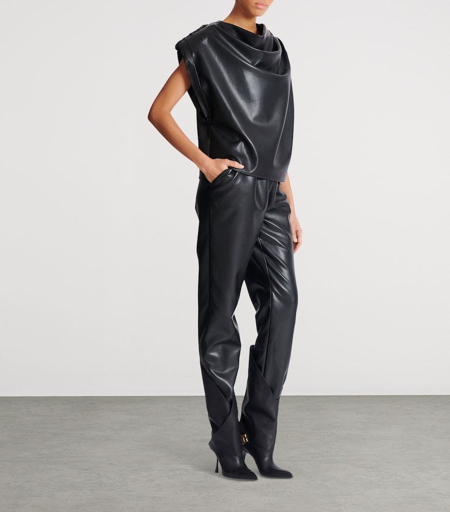 Faux Leather Draped Top 0PA NOIR Image 2