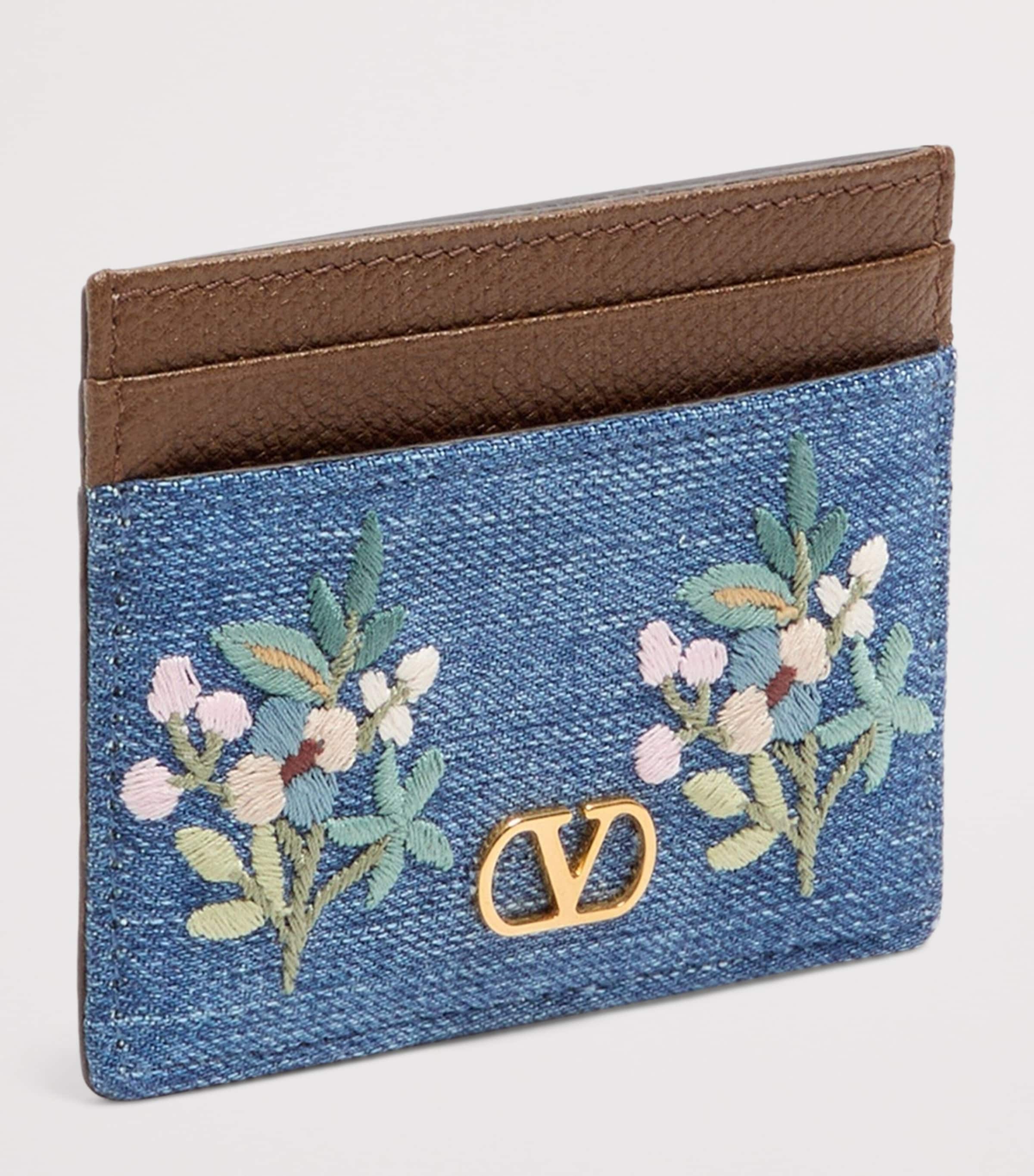Valentino Garavani Denim-Leather VLogo Signature Card Holder Axm Image 2
