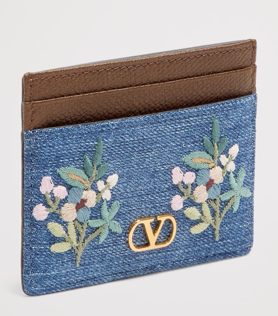 Valentino Garavani Denim-Leather VLogo Signature Card Holder Axm Image 2