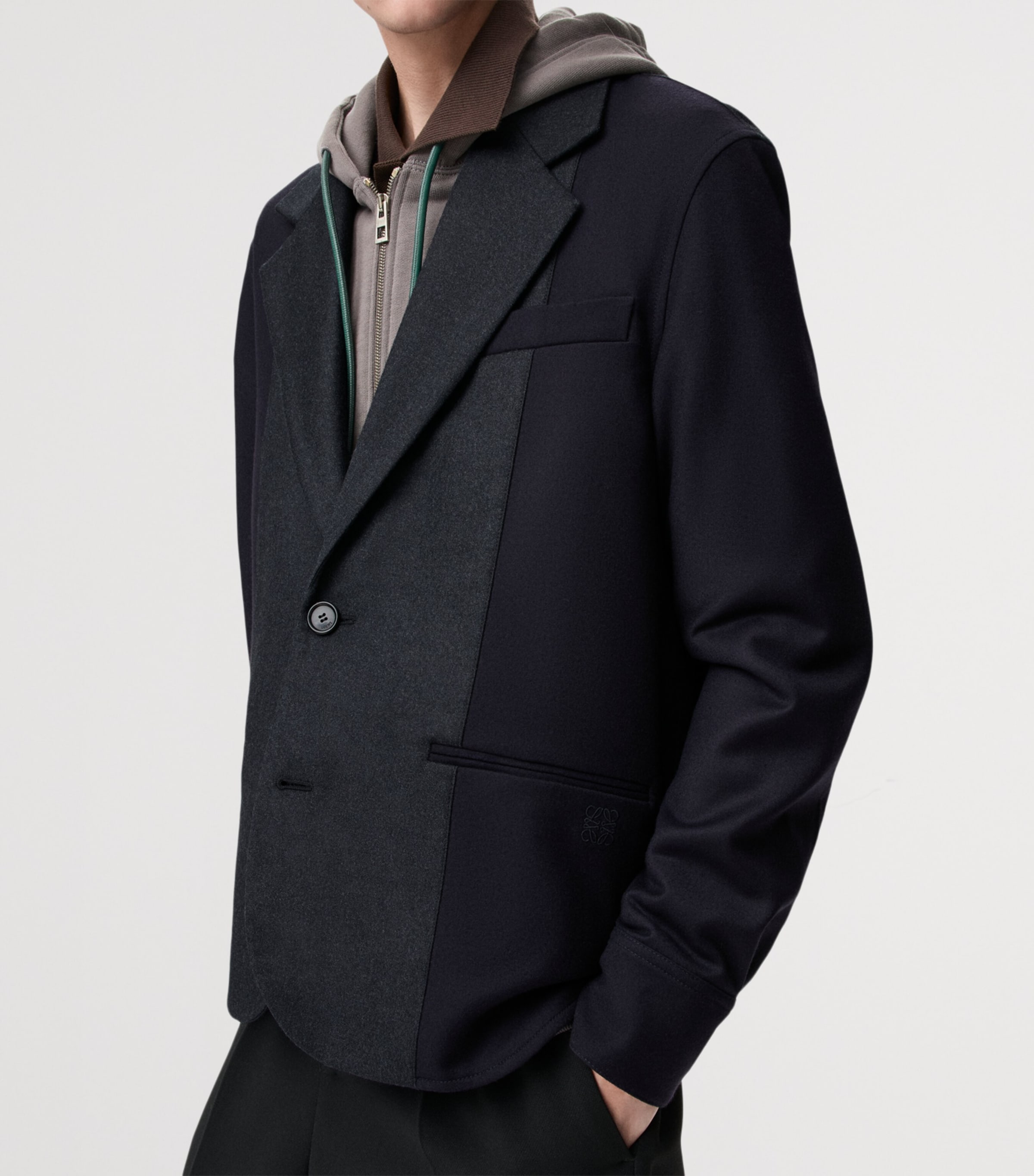 Wool-Blend Hybrid Blazer NAVY/GREY Image 5