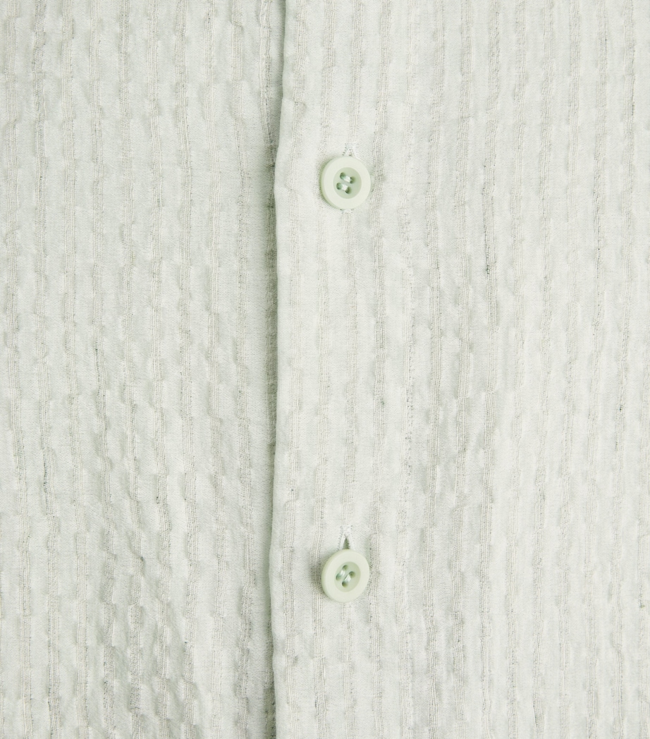 IM MEN Mens Cotton-Linen Stripe Shrink Shirt Sage Green Image 6