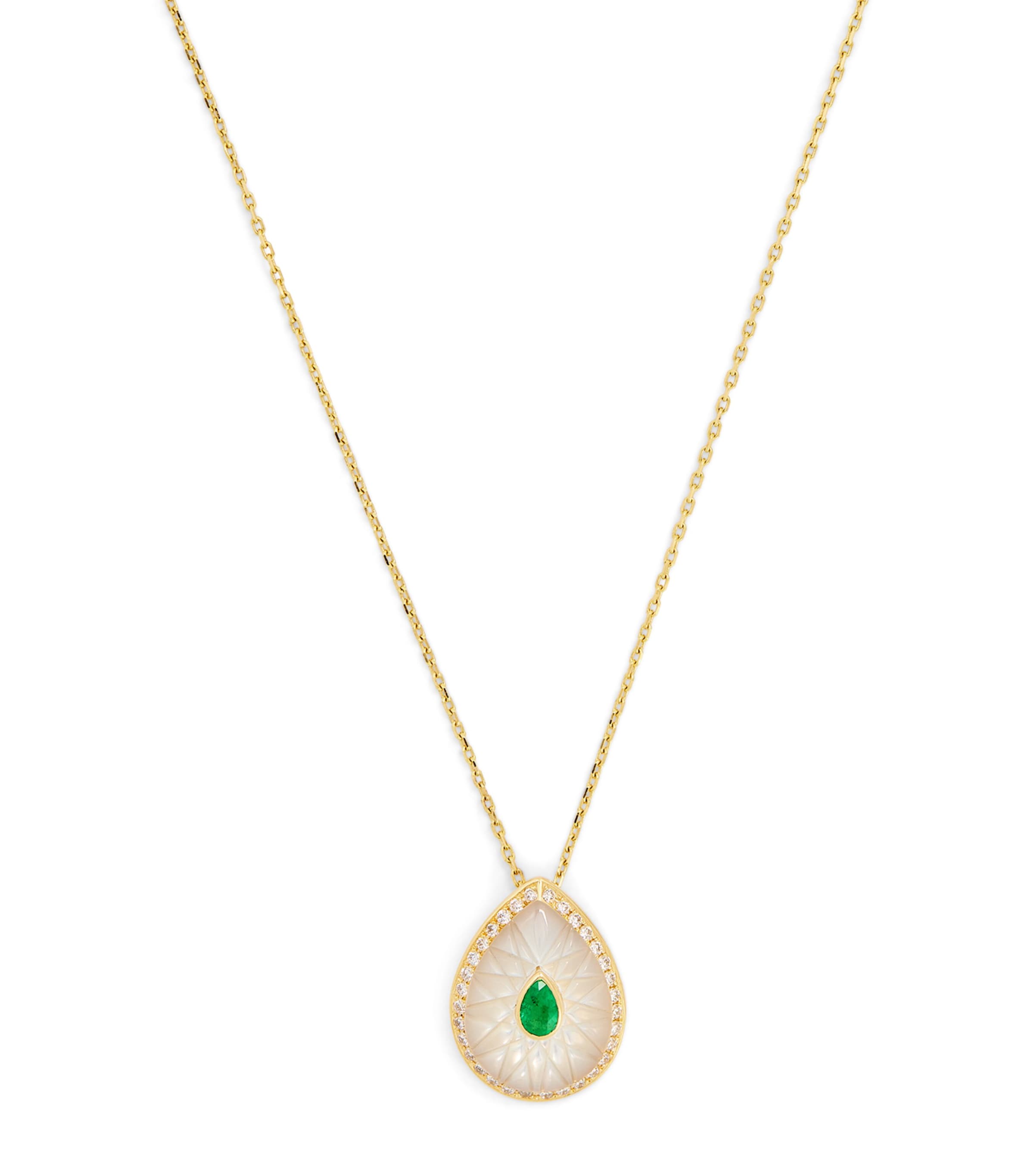 L'atelier Nawbar Yellow Gold, Diamond And Emerald Bond Street Necklace In Gold