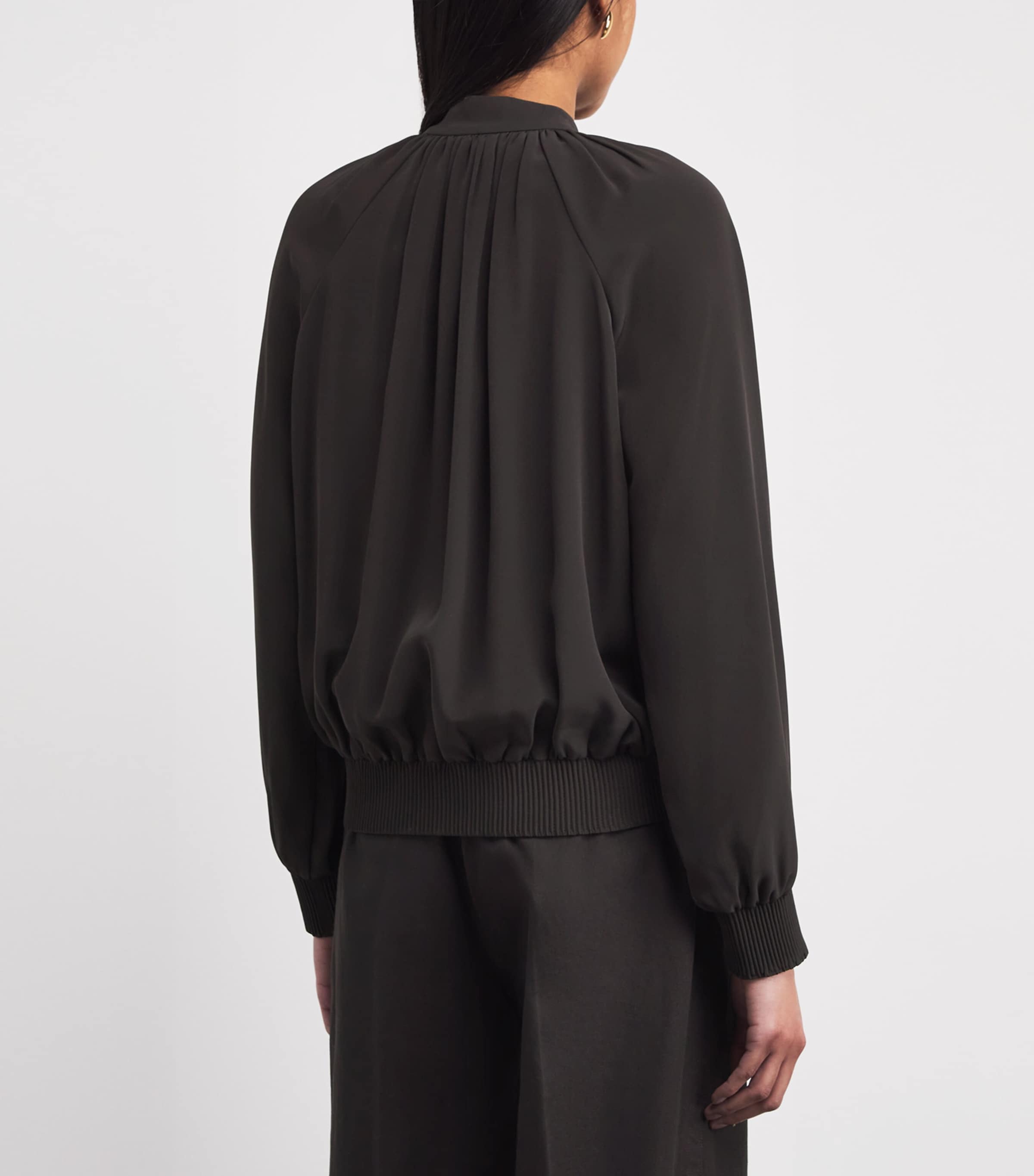 Joseph Womens Satin Mira Bomber Jacket Cocoa Image 5