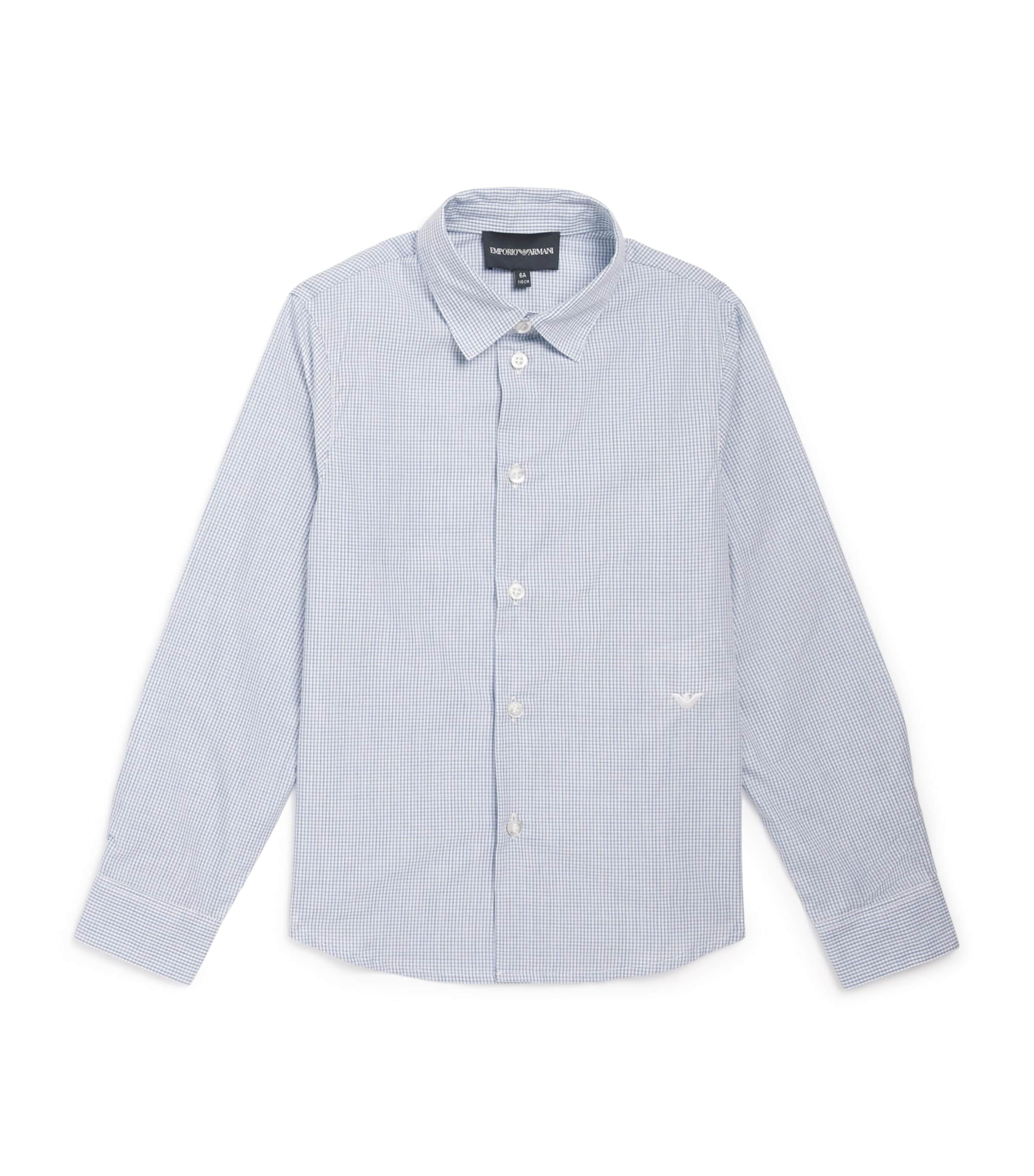 Cotton Check Shirt (6-36 Months) CH.L.BLUE/WHTE Image 1
