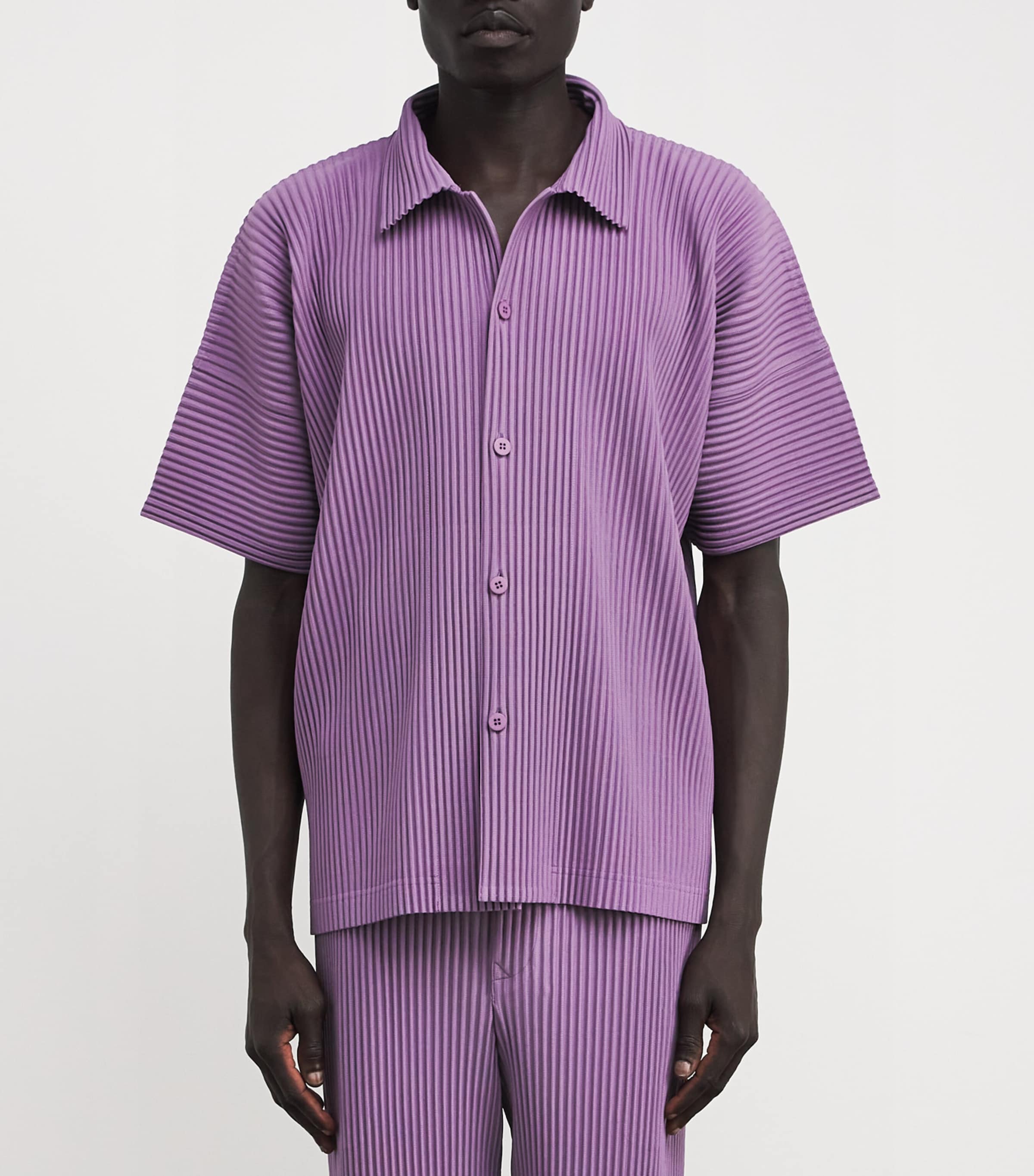 Homme Plissé Issey Miyake Purple Pleated Polo Shirt | Harrods US