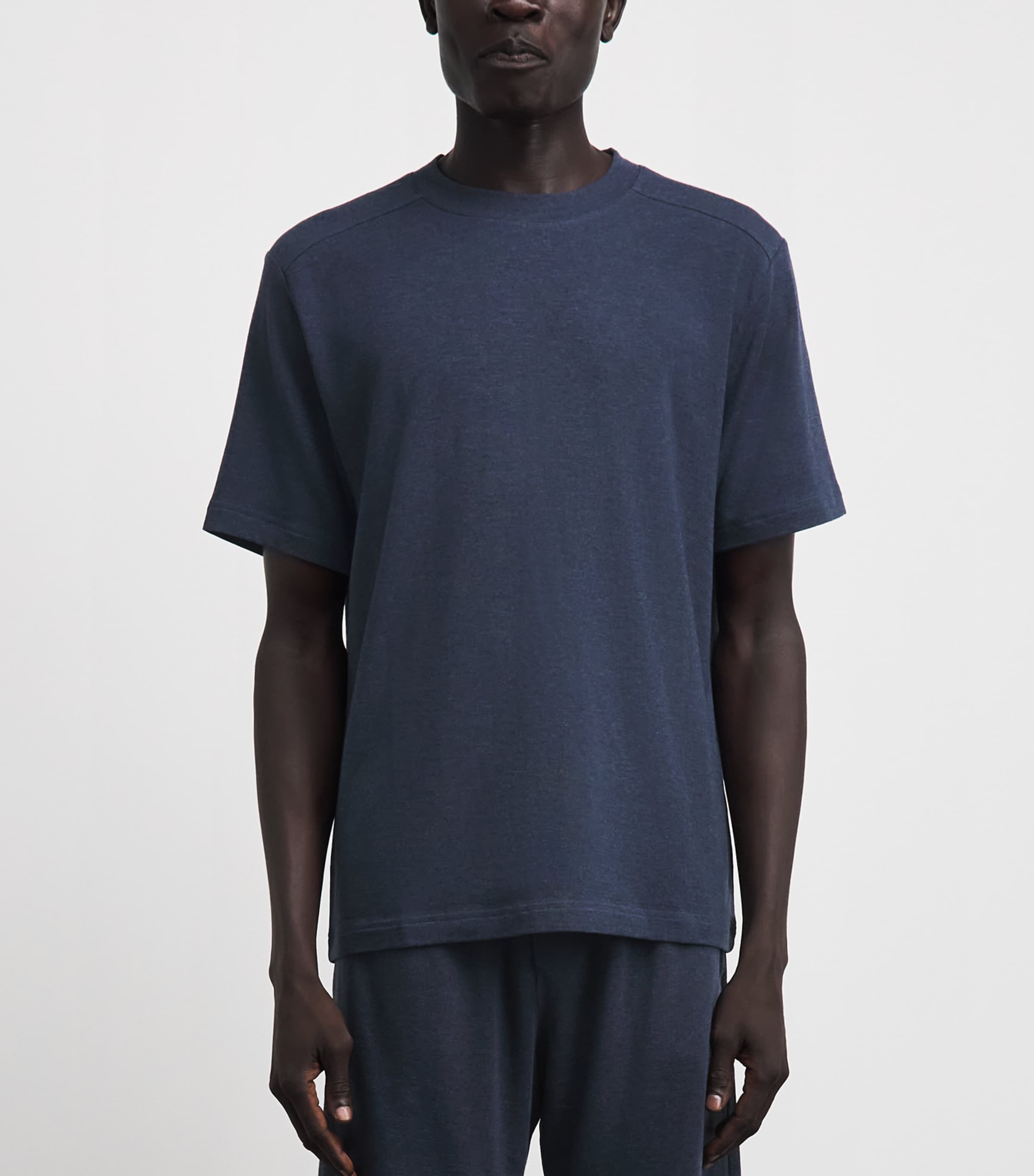 Zimmerli Mens Lyocell-Blend Soft Lounge T-Shirt Blue Melange Image 4