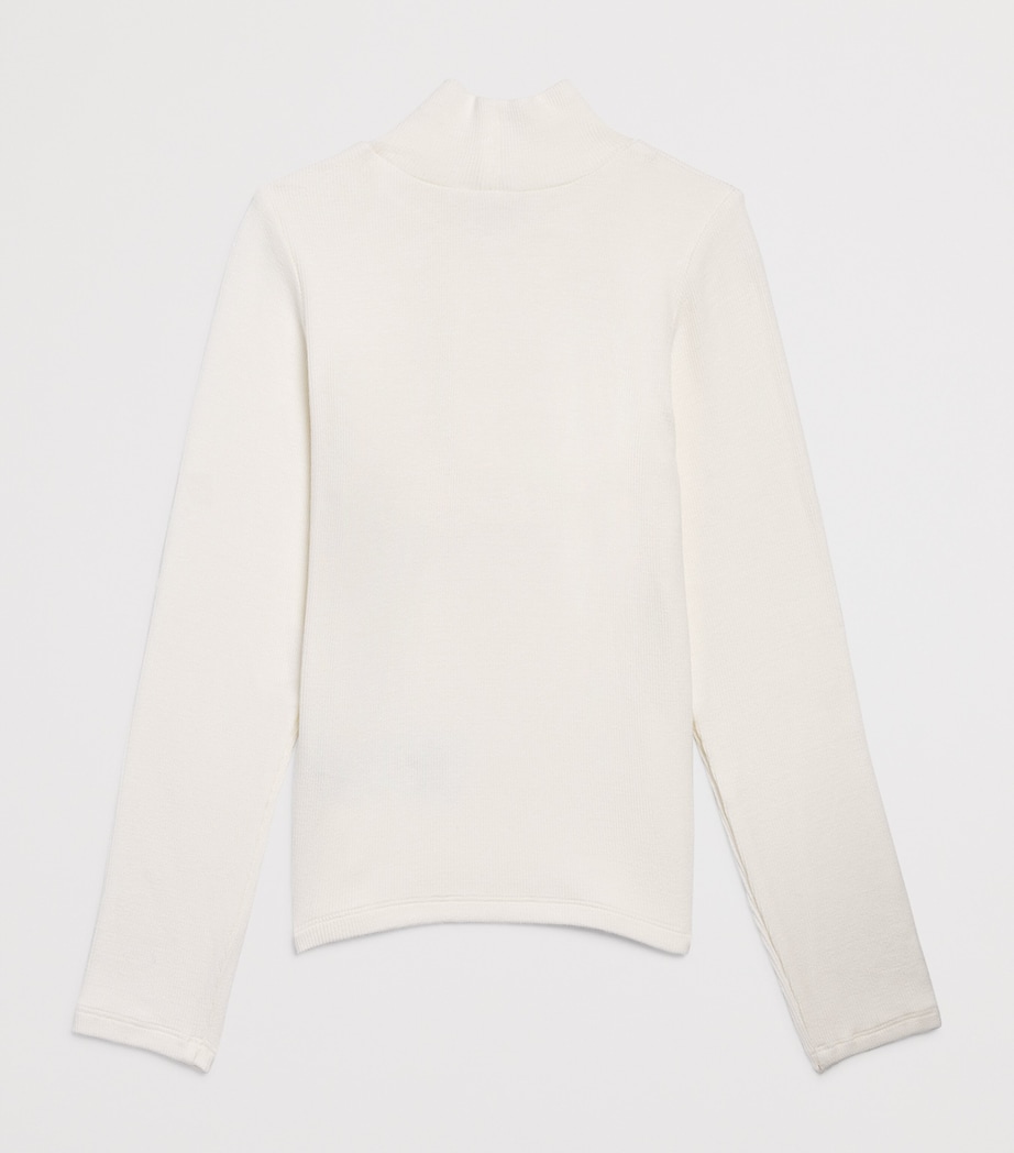 Monnalisa Ribbed Ruffle Rollneck Top (2-12 Years) Panna Image 2
