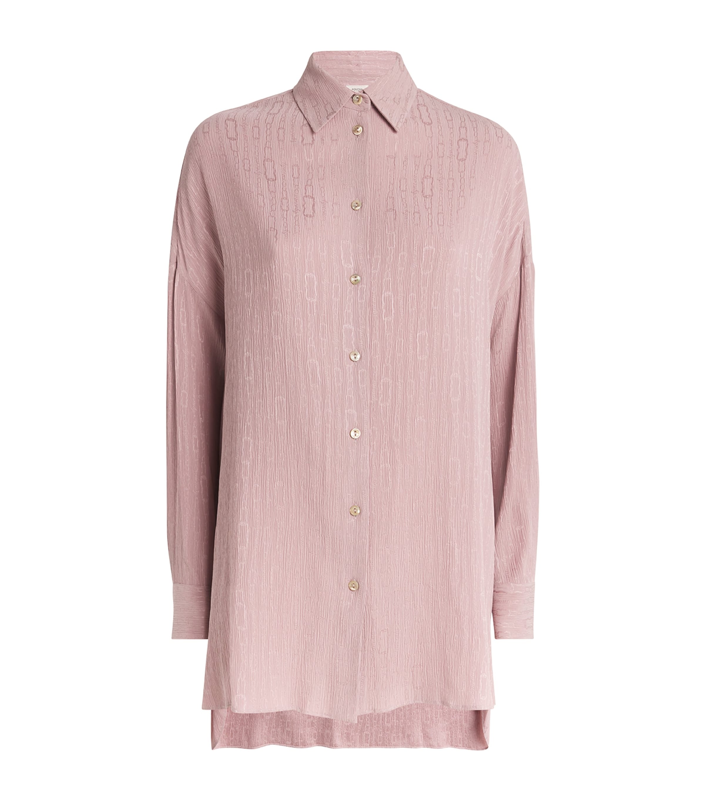 Shop Agnona Silk Chain Jacquard Shirt In Pink