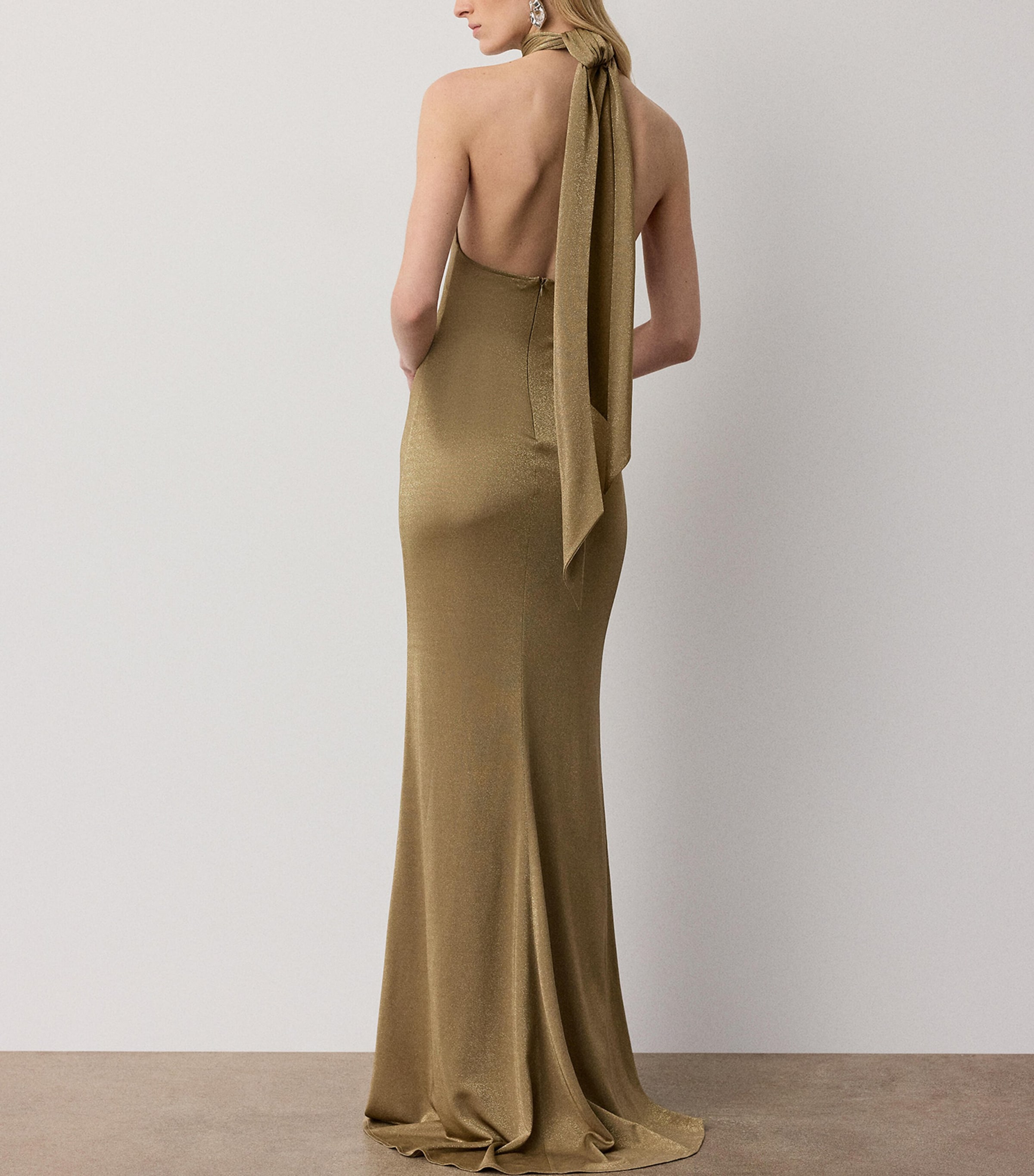 Ralph Lauren Collection Womens Kelsie Metallic Maxi Dress Antique Gold Image 5