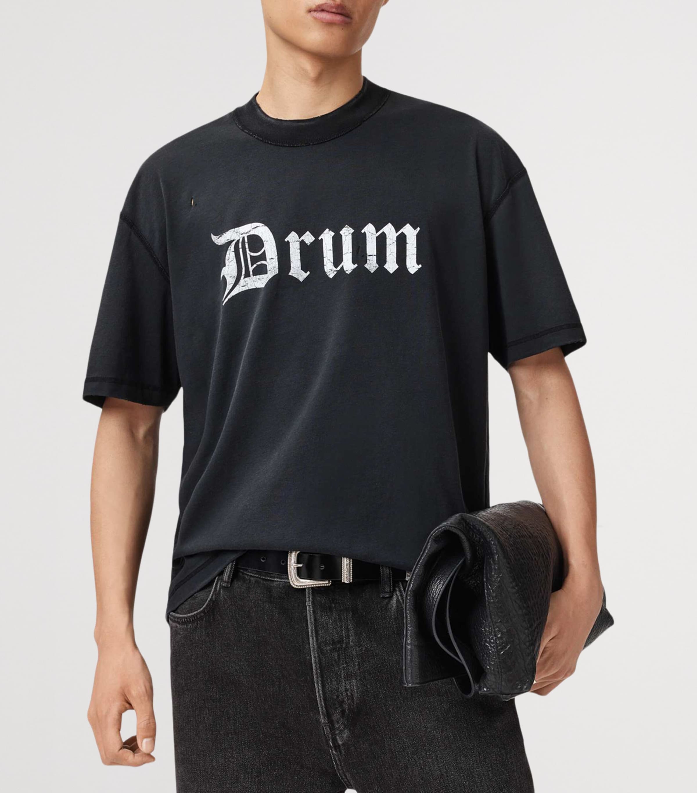 Organic Cotton Snare Cropped T-Shirt WASHED BLACK Image 7