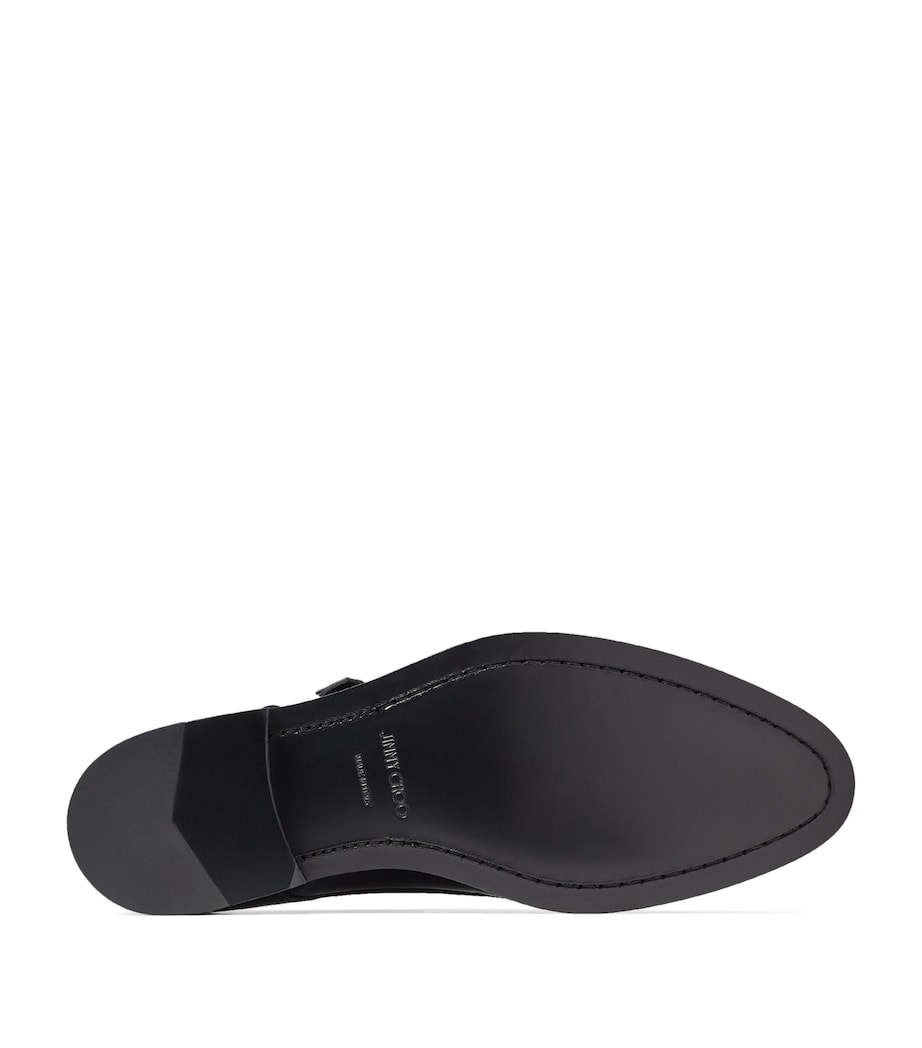 Finnion Monk Strap Leather Shoes BLACK Image 4