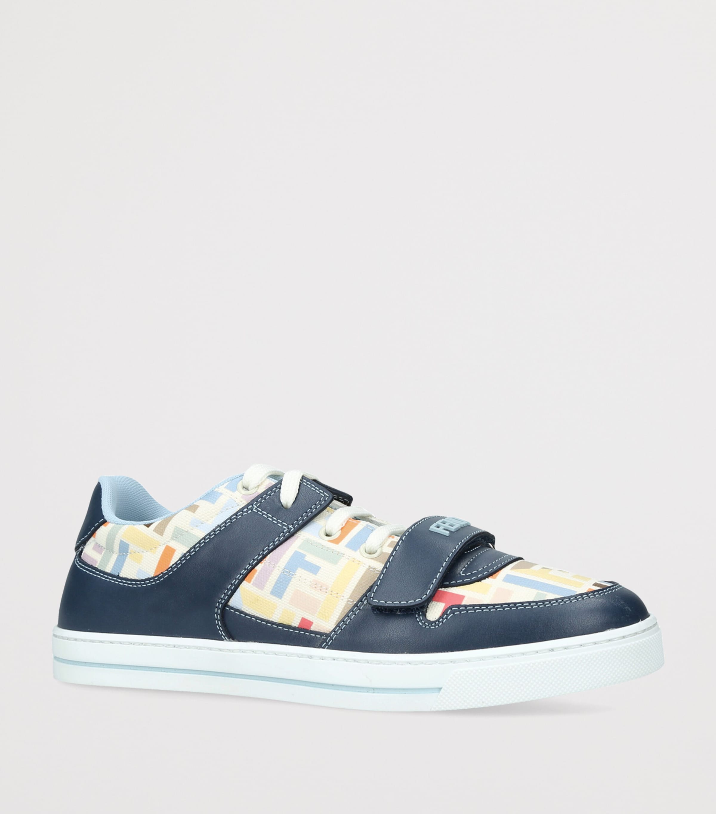 Fendi Kids Leather Logo Sneakers Blue Other Image 3