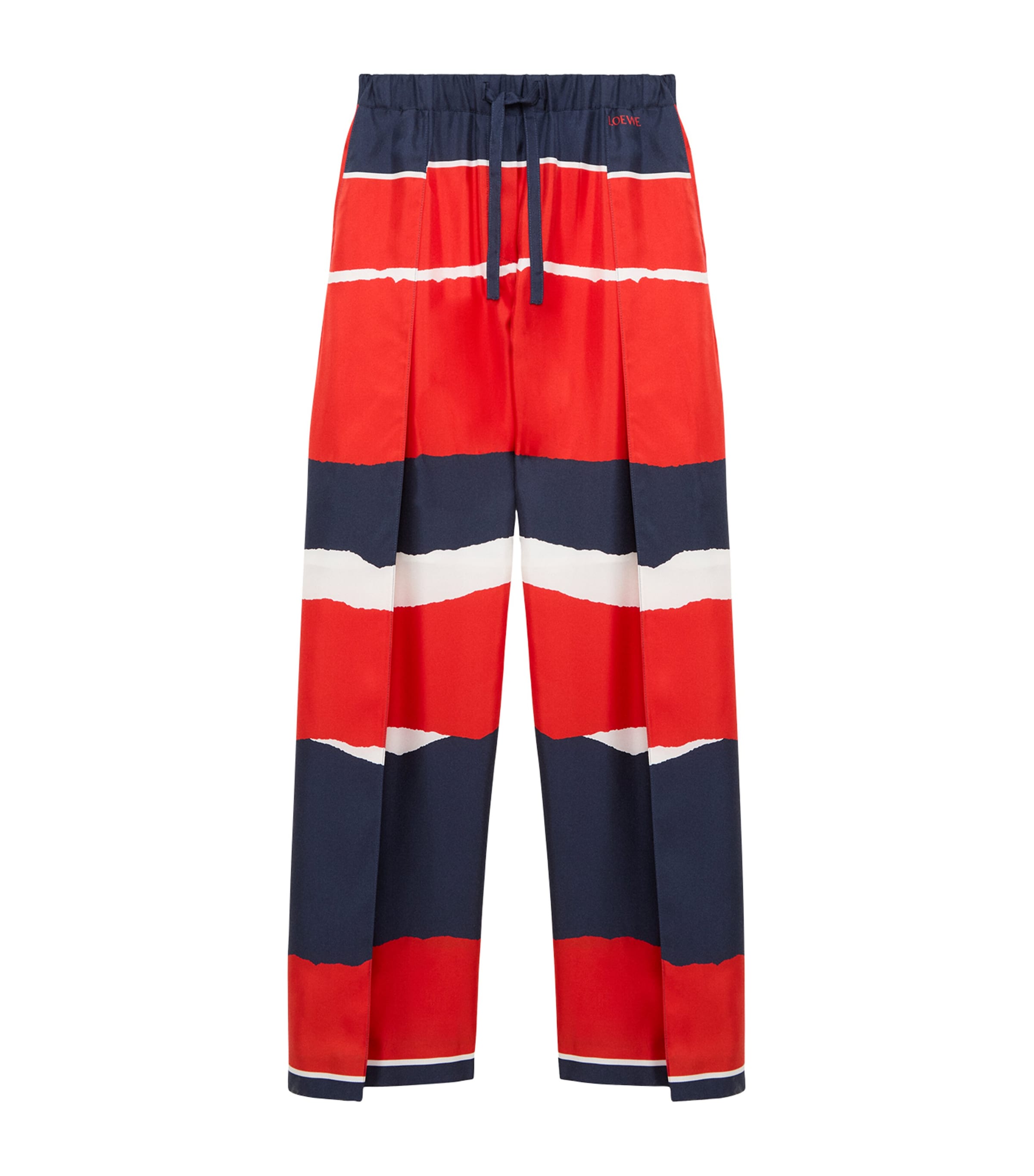 LOEWE Womens Satin Geometric Wide-Leg Trousers Red/multicolour Image 1