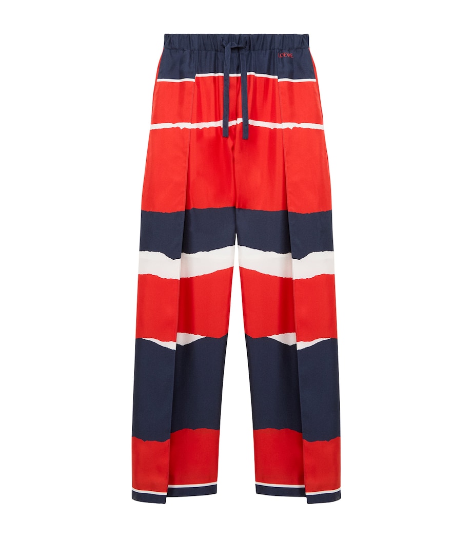 LOEWE Womens Satin Geometric Wide-Leg Trousers Red/multicolour Image 1