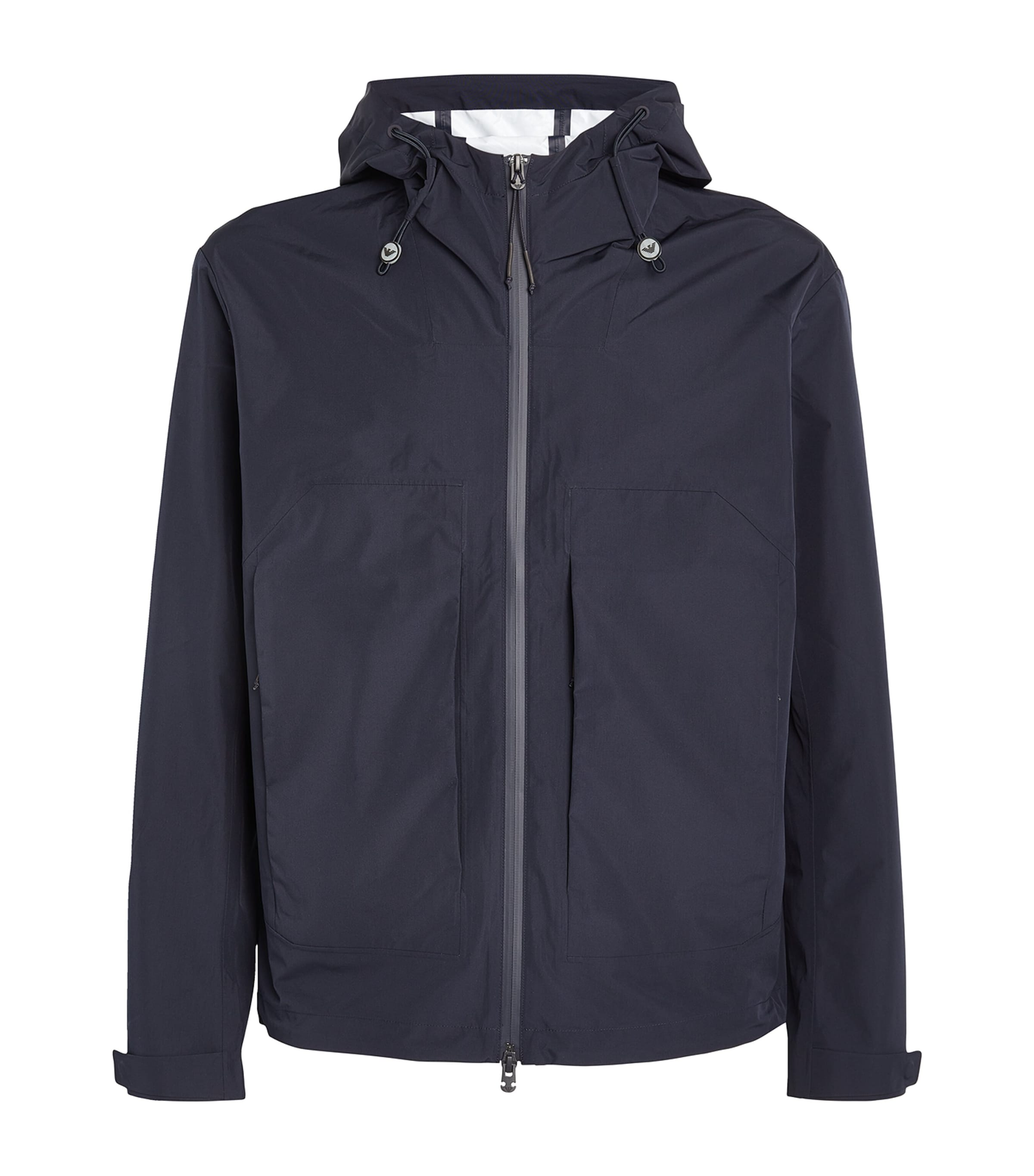 Emporio Armani Water-repellent Travel Essentials Hooded Jacket In Blue
