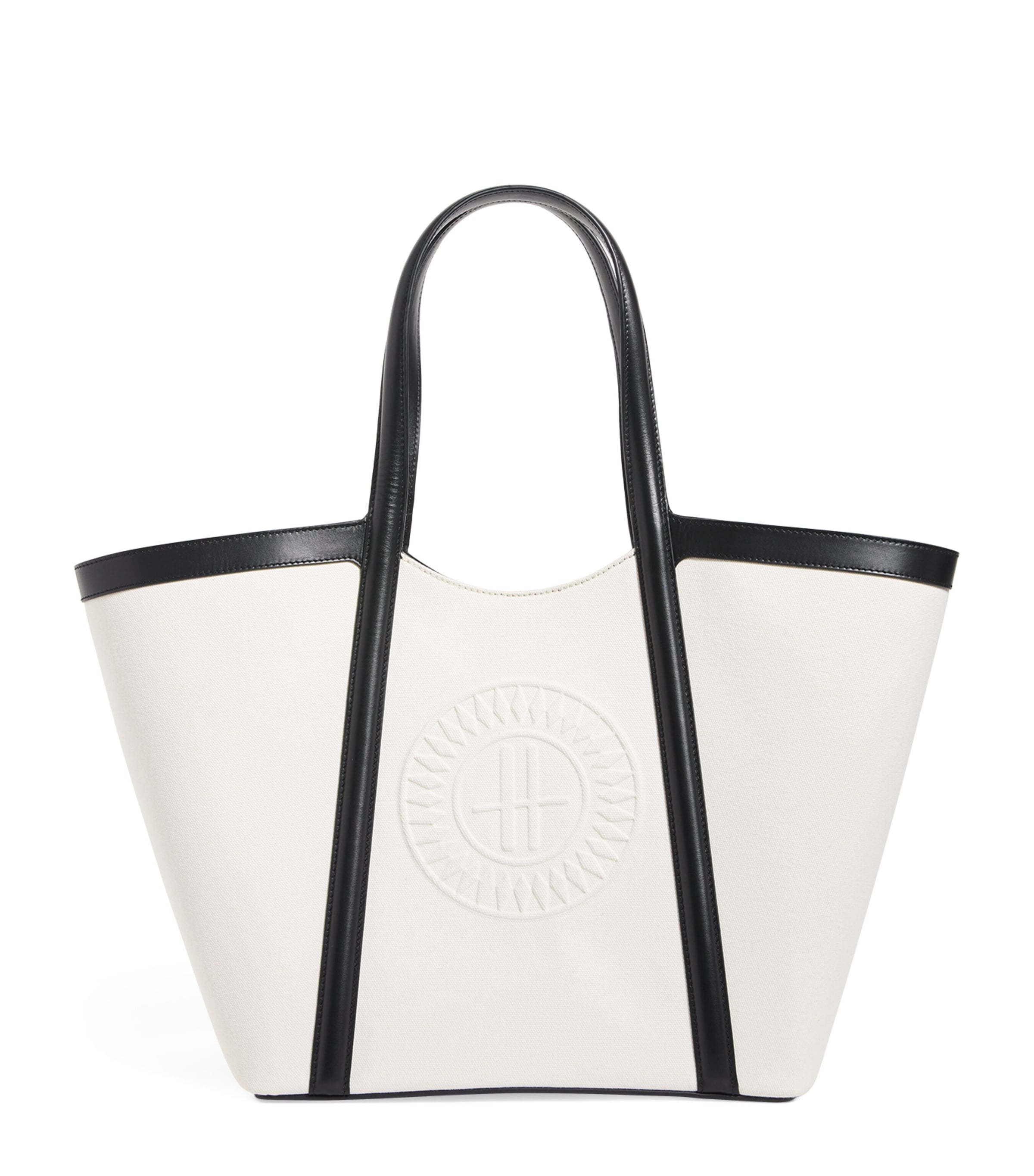 Harrods Large Canvas-leather Embossed Tote Bag In Ivory