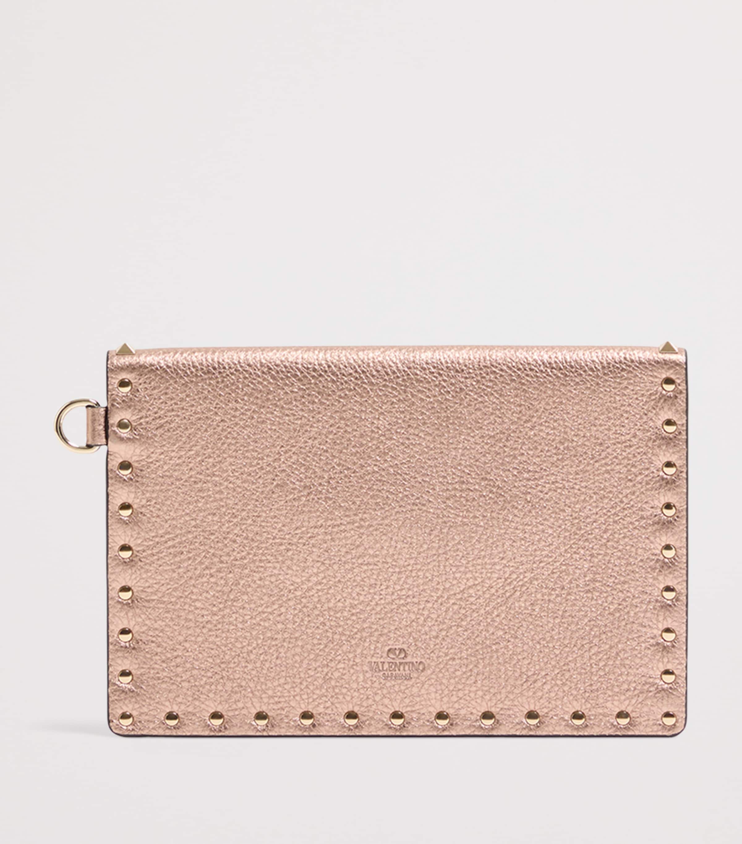Calfskin Rockstud-Detail Clutch Bag GF9 Image 2
