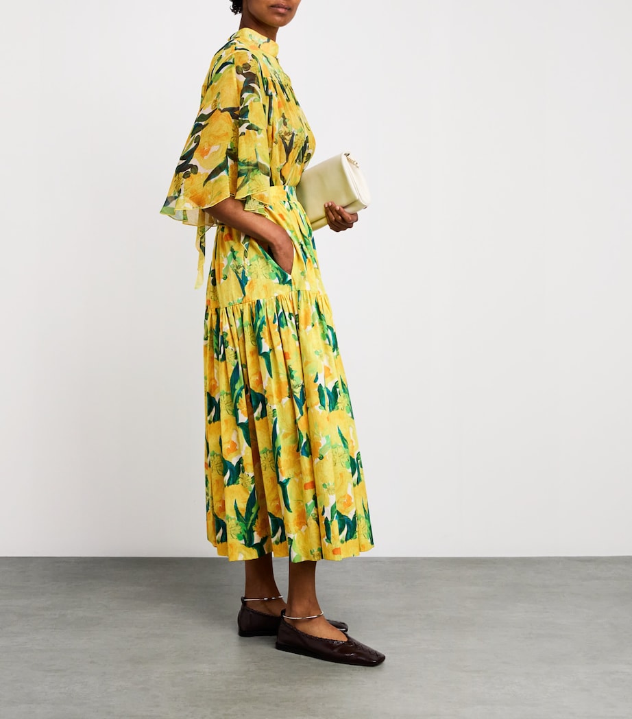 Floral Pleated Oscar Maxi Skirt YE02 ZESTY Image 2