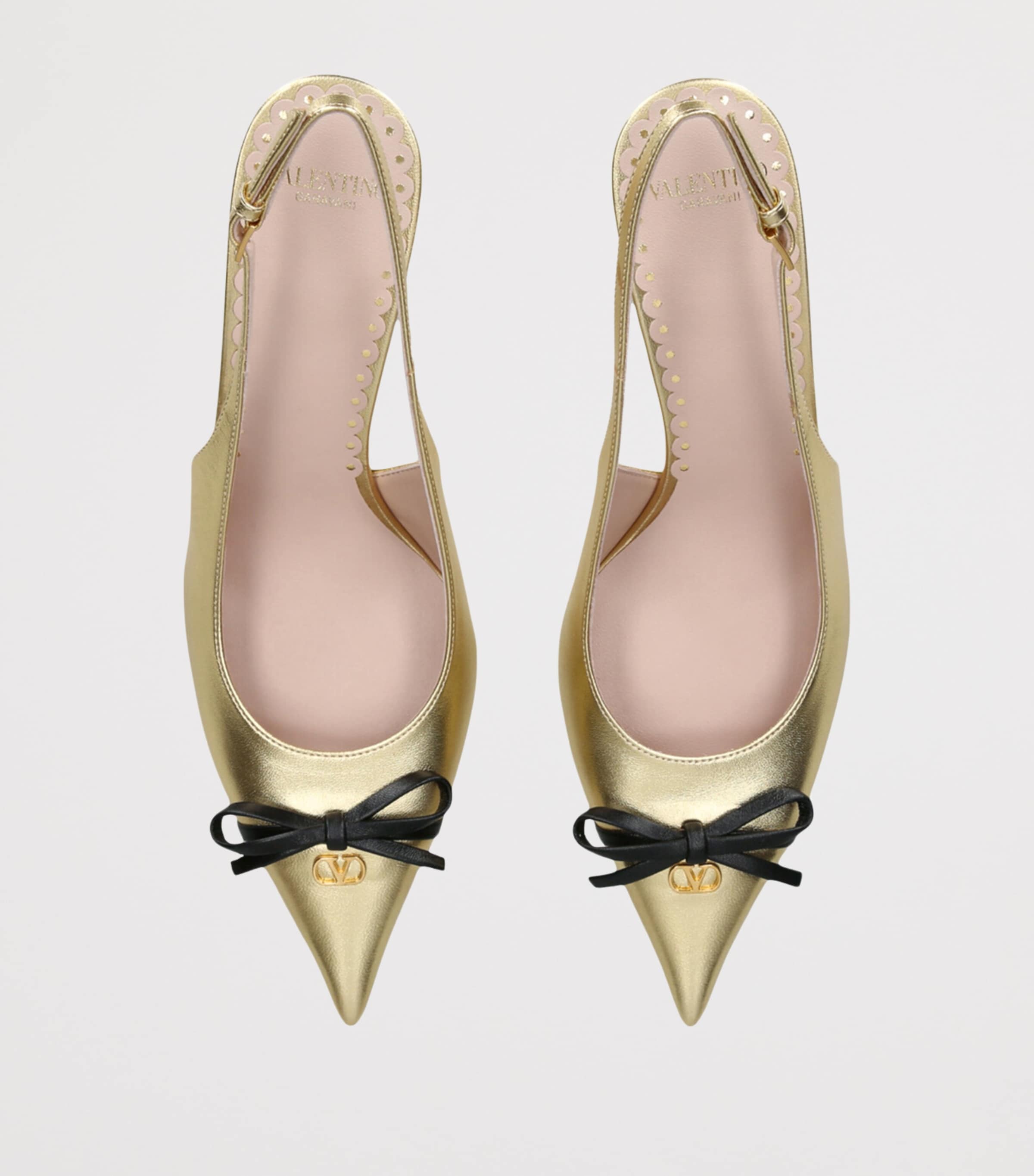 Leather Bepointy Slingback Heels 80 GOLD COMB Image 4