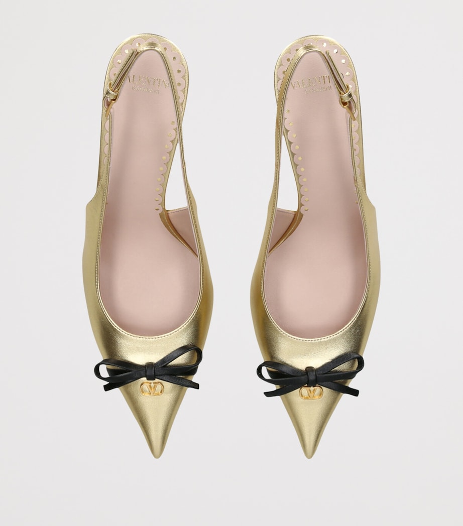 Leather Bepointy Slingback Heels 80 GOLD COMB Image 4